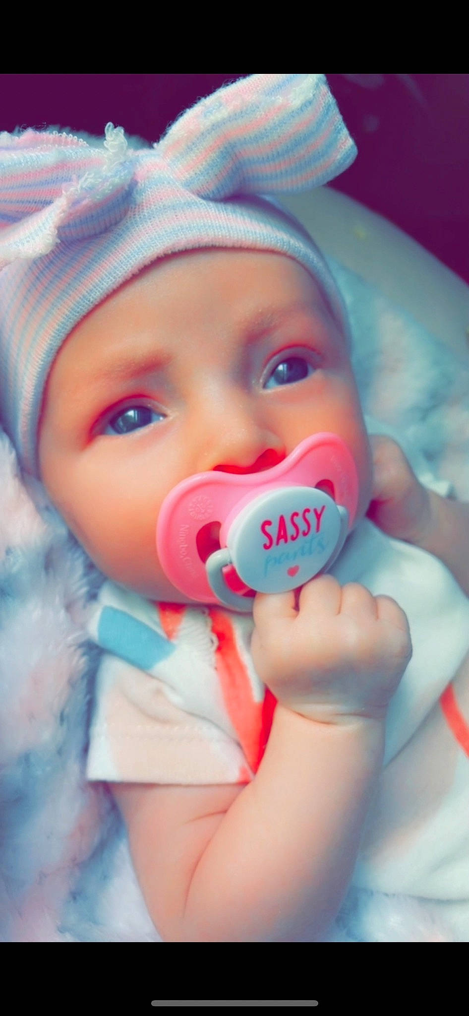 Willow joined the competition — help win amazing prizes! baby, baby_products, baby_toddler_clothing, cap, cheek, child, chin, close_up, cloud, eyelash, finger, fun, happy, headwear, iris, lip, mouth, nose, person, pink