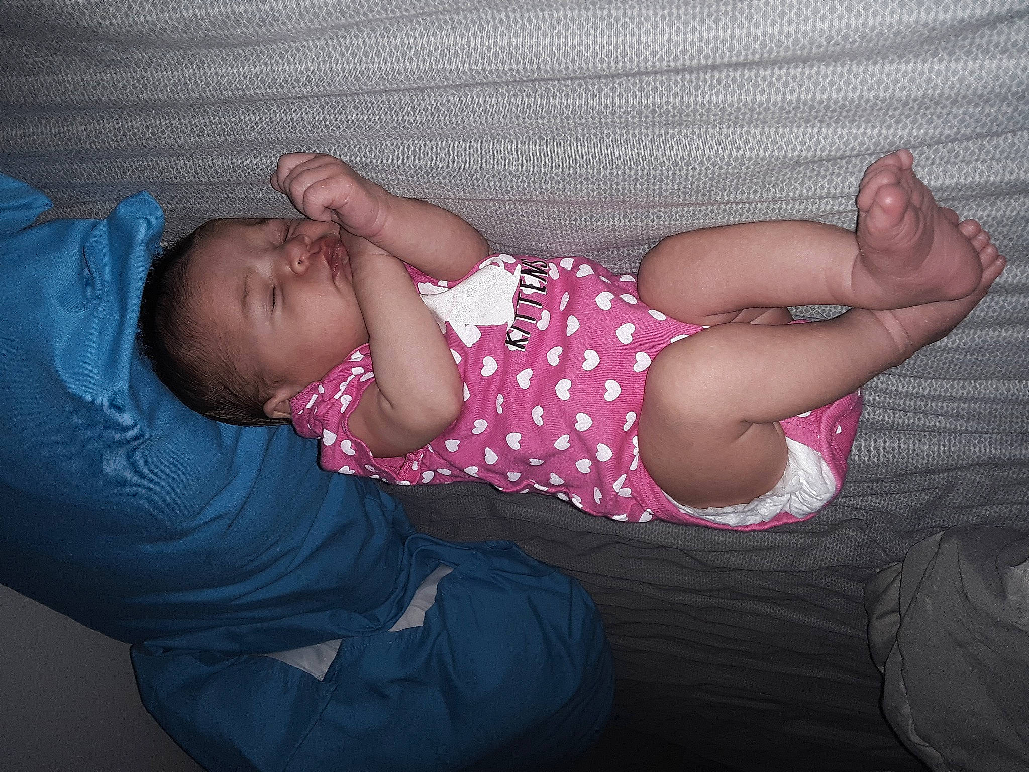 Emelia joined the competition — help win amazing prizes! abdomen, arm, baby, child, finger, hand, joint, leg, muscle, person, pink, sleep, stomach, thigh, toddler, trunk