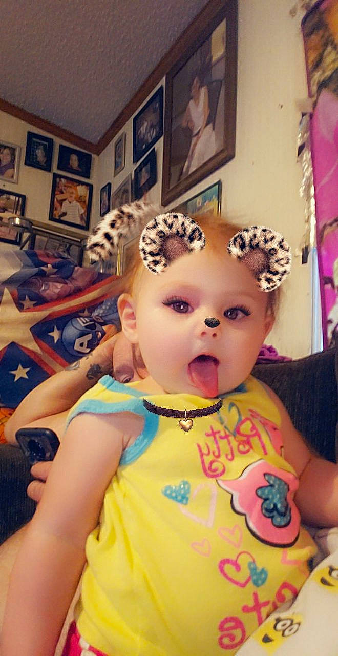 Gabby joined the competition — help win amazing prizes! baby, cheek, child, face, fun, hair_accessory, head, mouth, person, selfie, smile, surprise, toddler, yellow