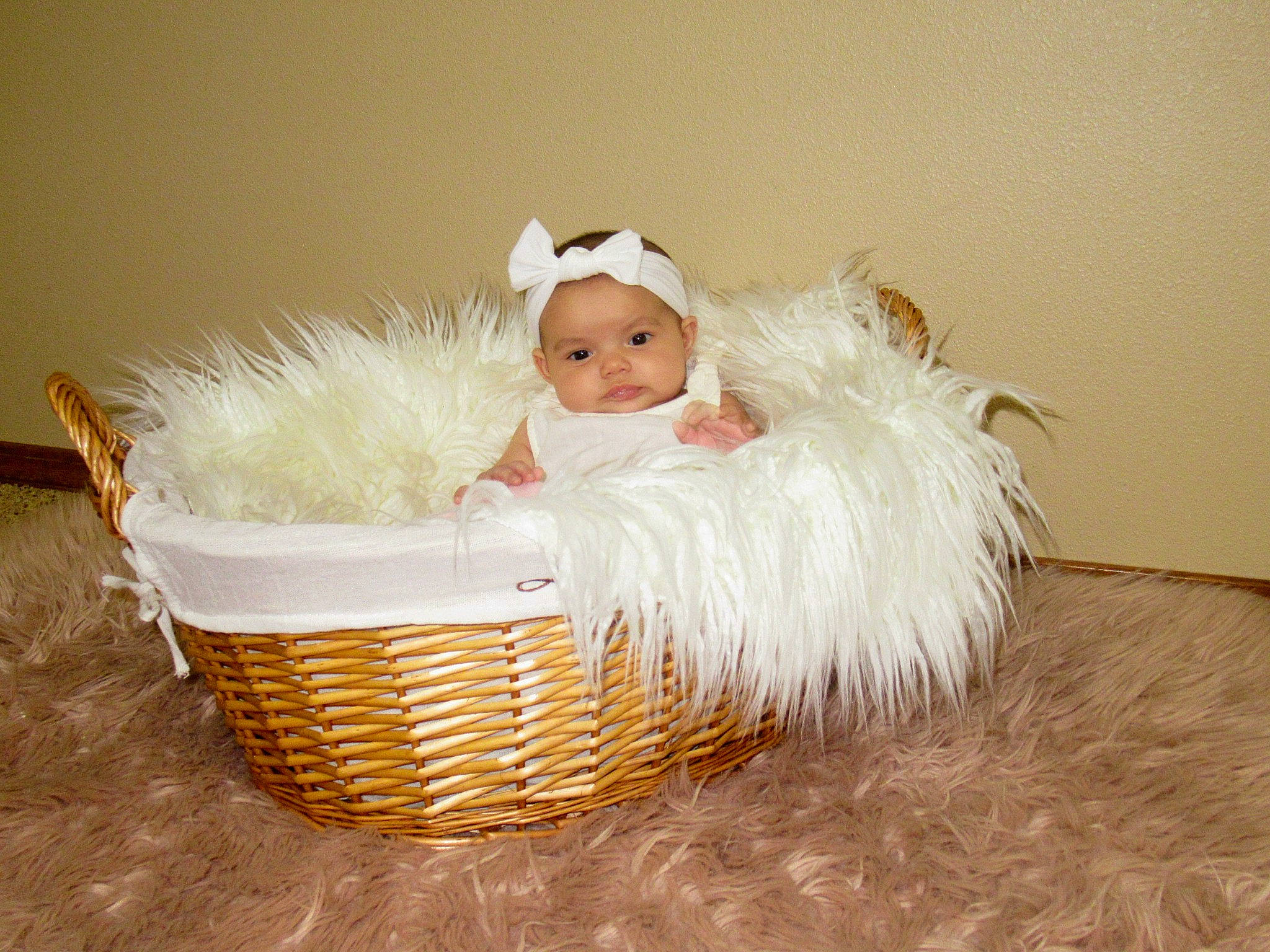 Elora joined the competition — help win amazing prizes! baby, baby_products, baby_toddler_clothing, basket, child, comfort, costume_hat, event, fashion_accessory, fur, happy, hat, headpiece, headwear, people_in_nature, person, picnic_basket, portrait_photography, sitting, storage_basket