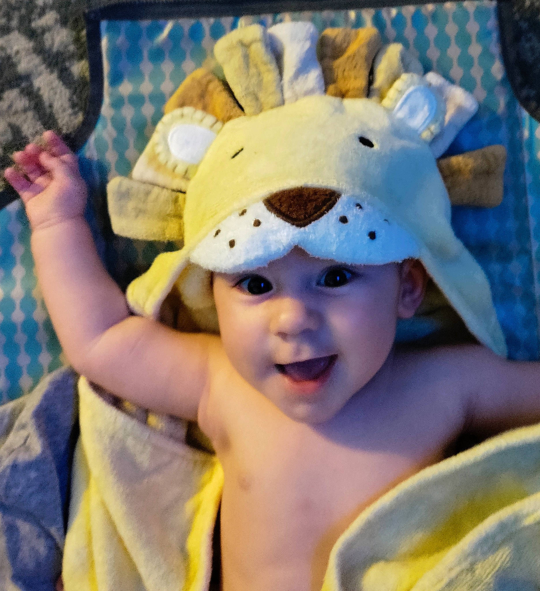 Lucius is registered to the contest to win money with this photo: baby, baby_products, baby_toddler_clothing, cap, child, costume_hat, ear, eyelash, fashion_accessory, fun, hair_accessory, happy, hat, headband, headgear, headpiece, headwear, linens, person, smile