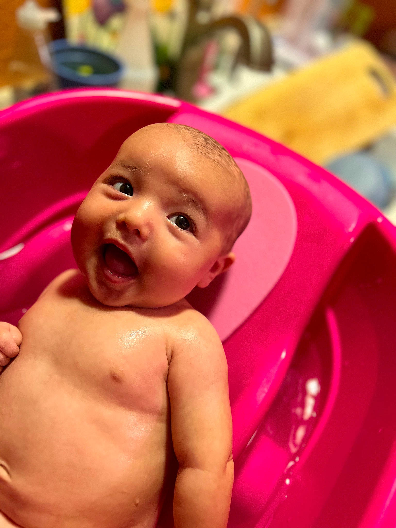 Hailey joined the competition — help win amazing prizes! baby, bathing, cheek, chest, child, eye, eyelash, facial_expression, finger, happy, iris, leisure, lip, mouth, nose, person, pink, skin, smile, thumb