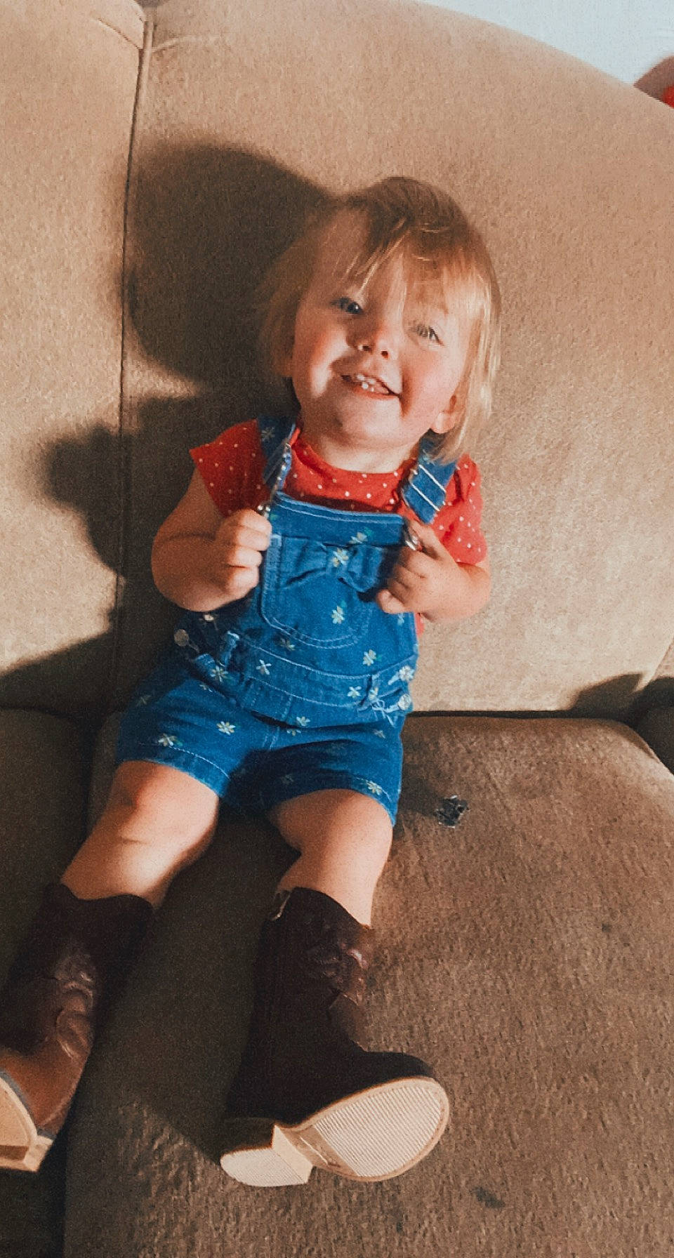 Everleigh joined the competition — help win amazing prizes! arm, baby_toddler_clothing, comfort, denim, finger, foot, hand, happy, head, human_leg, joy, knee, leg, person, skin, sleeve, smile, sock, t_shirt, thigh