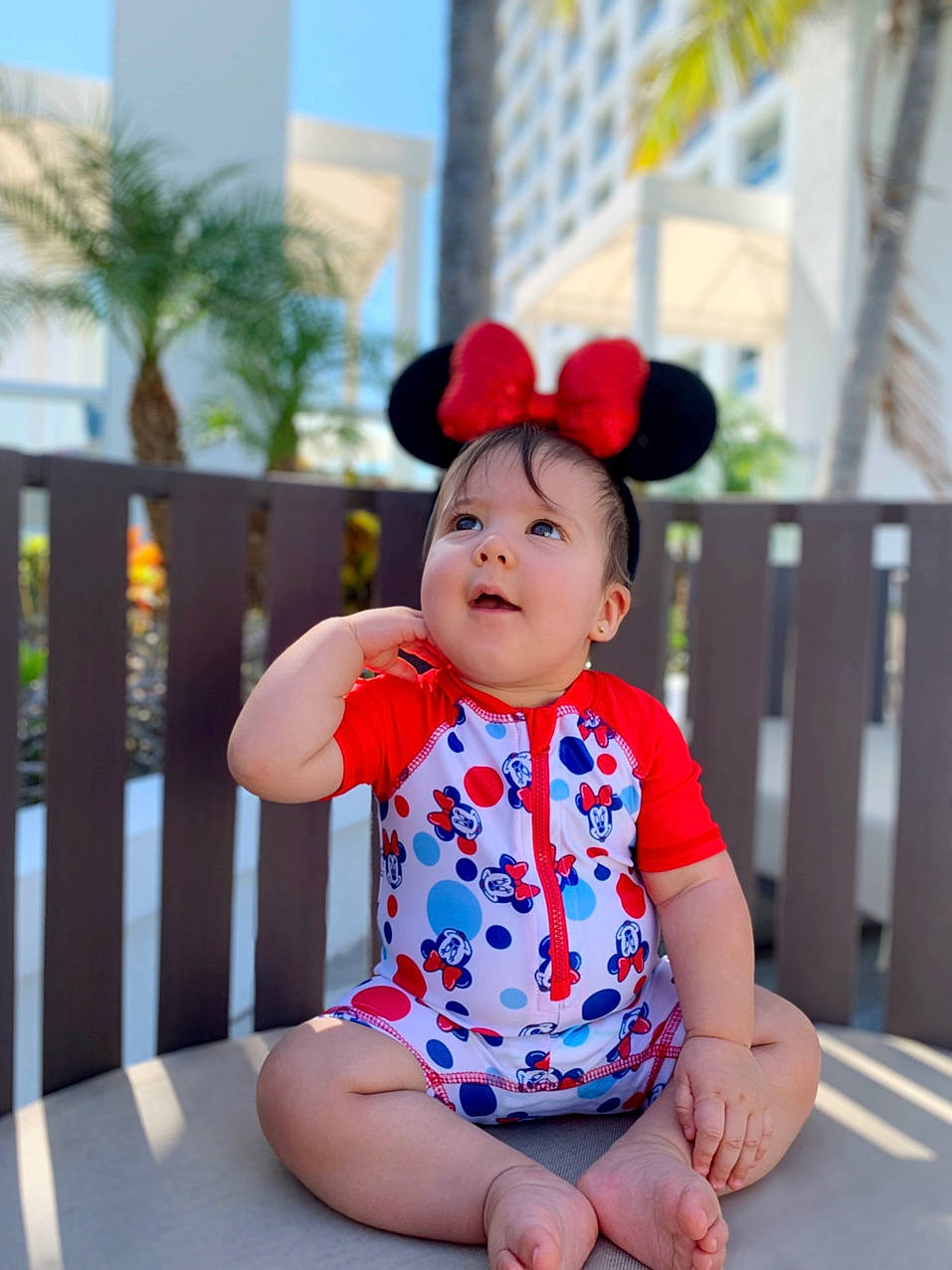 Anshali joined the competition — help win amazing prizes! baby, baby_toddler_clothing, beauty, child, child_model, design, ear, headgear, pattern, person, photography, red, sitting, skin, toddler, vacation