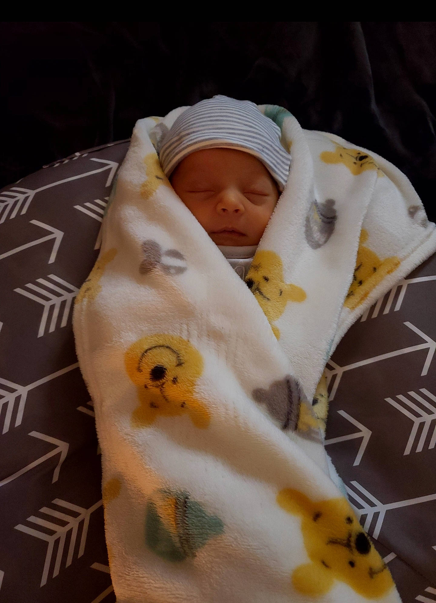 Kayden joined the competition — help win amazing prizes! baby, baby_products, baby_safety, baby_sleeping, baby_toddler_clothing, child, comfort, hat, headwear, linens, peach, person, room, sleeve, toddler