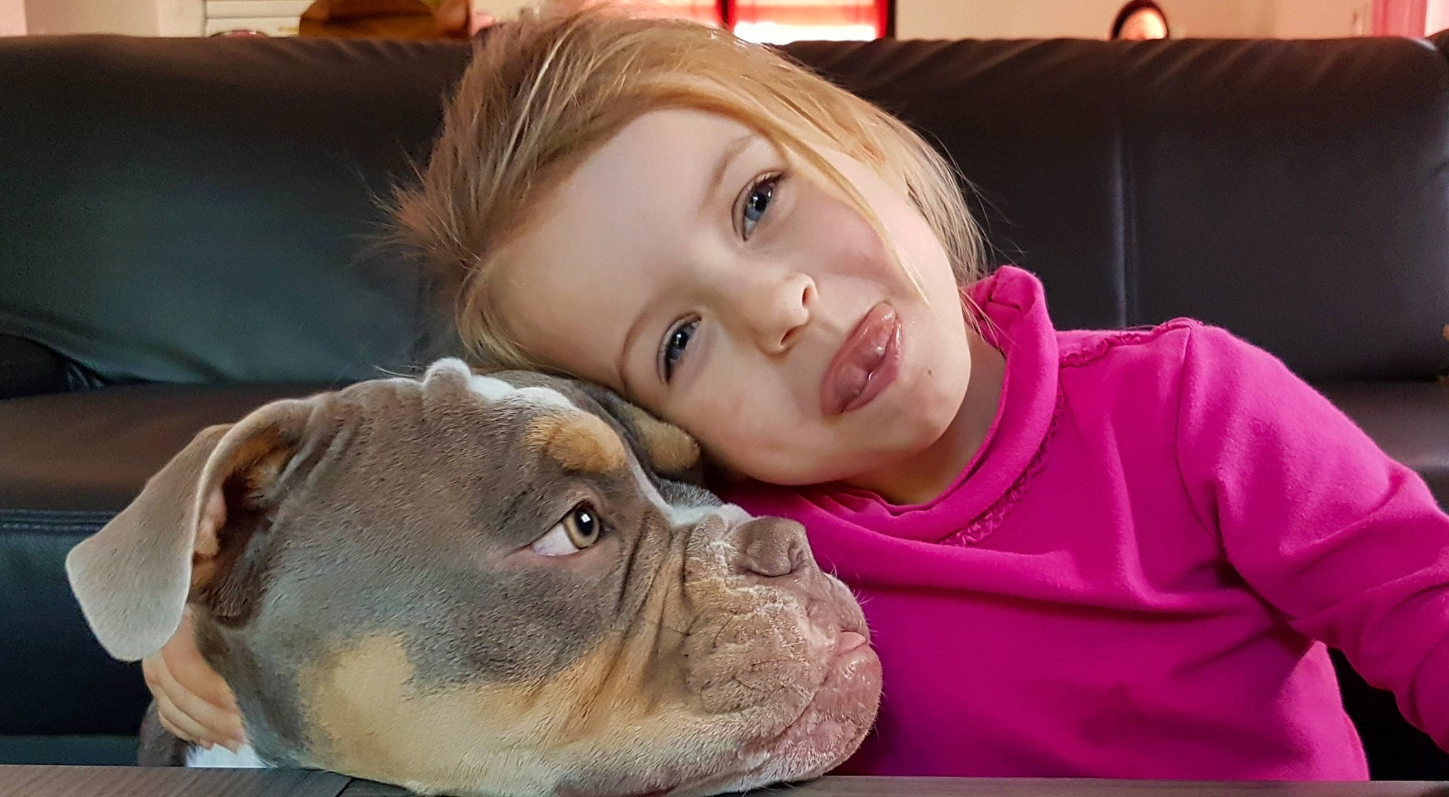 Houston participe au concours pour gagner de l'argent avec cette photo : carnivoran, child, dog, dog_breed, dog_breed_group, dog_like_mammal, ear, girl, infant, mammal, non_sporting_group, nose, person, puppy, puppy_love, skin, smile, snout, vertebrate