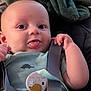 baby, blanket, car_seat, child, clothing, cute, dinosaur, expression, face, hand, hedgehog, indoors, infant, pacifier_clip, portrait, seatbelt, skin, smile, straps, tongue