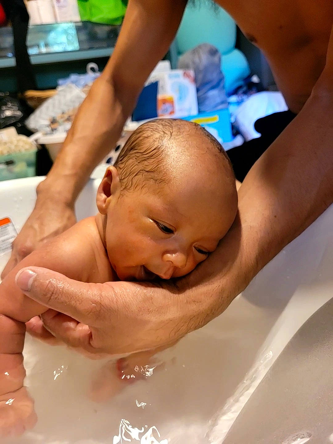 Matias is registered to the contest to win money with this photo: baby, barechested, bathing, chest, child, eye, eyebrow, eyelash, face, finger, fun, hairstyle, happy, leisure, muscle, neck, person, skin, swimming_pool, toddler
