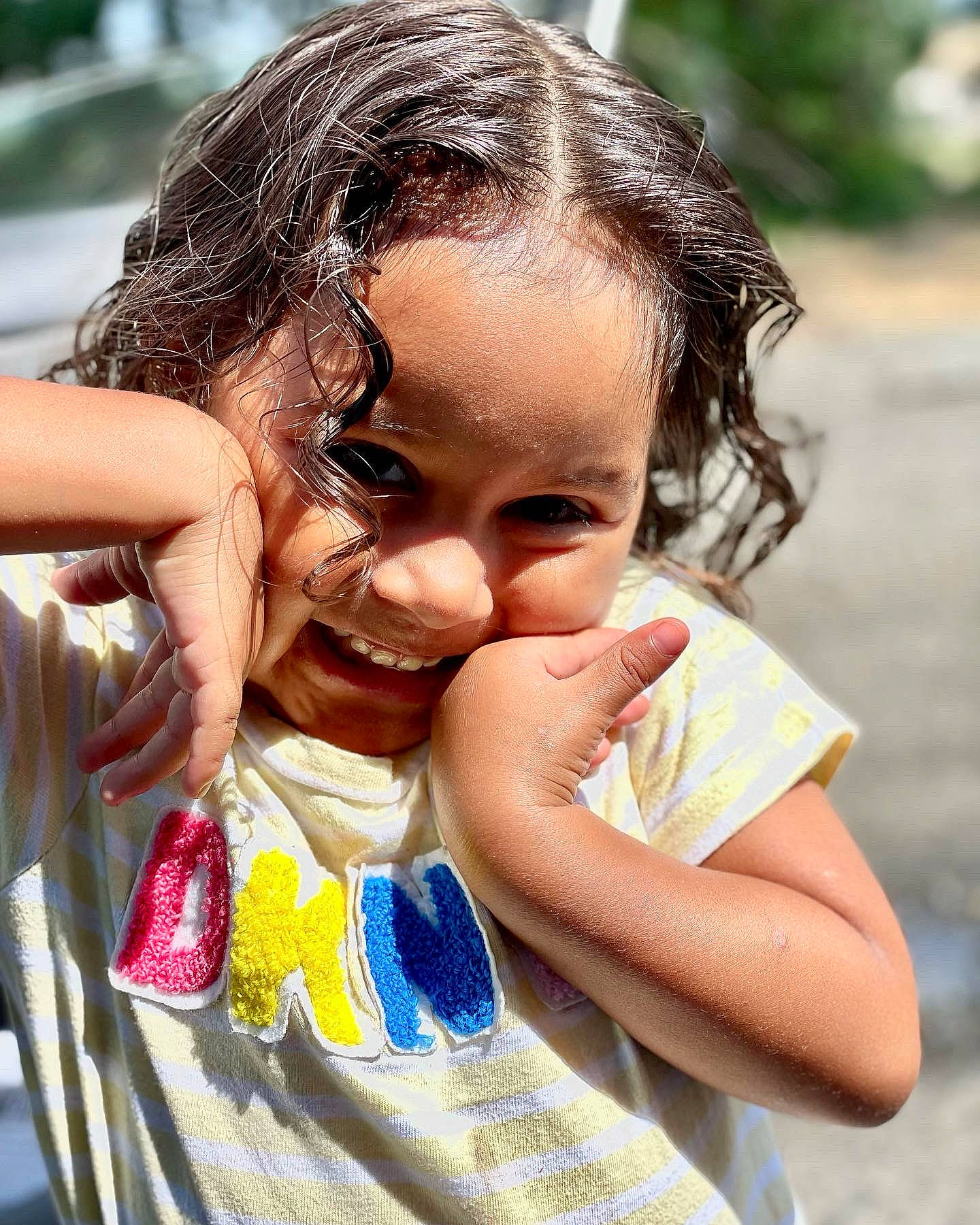 Jaylee is registered to the contest to win money with this photo: adaptation, child, event, facial_expression, fun, gesture, grass, happy, iris, joy, leisure, lip, nose, people_in_nature, person, recreation, skin, smile, summer, toddler