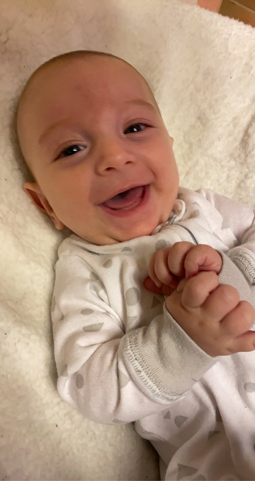 Kamden joined the competition — help win amazing prizes! baby, baby_toddler_clothing, cheek, child, collar, comfort, gesture, happy, laugh, linens, lip, nose, person, portrait_photography, skin, sleeve, smile, textile, thumb, toddler