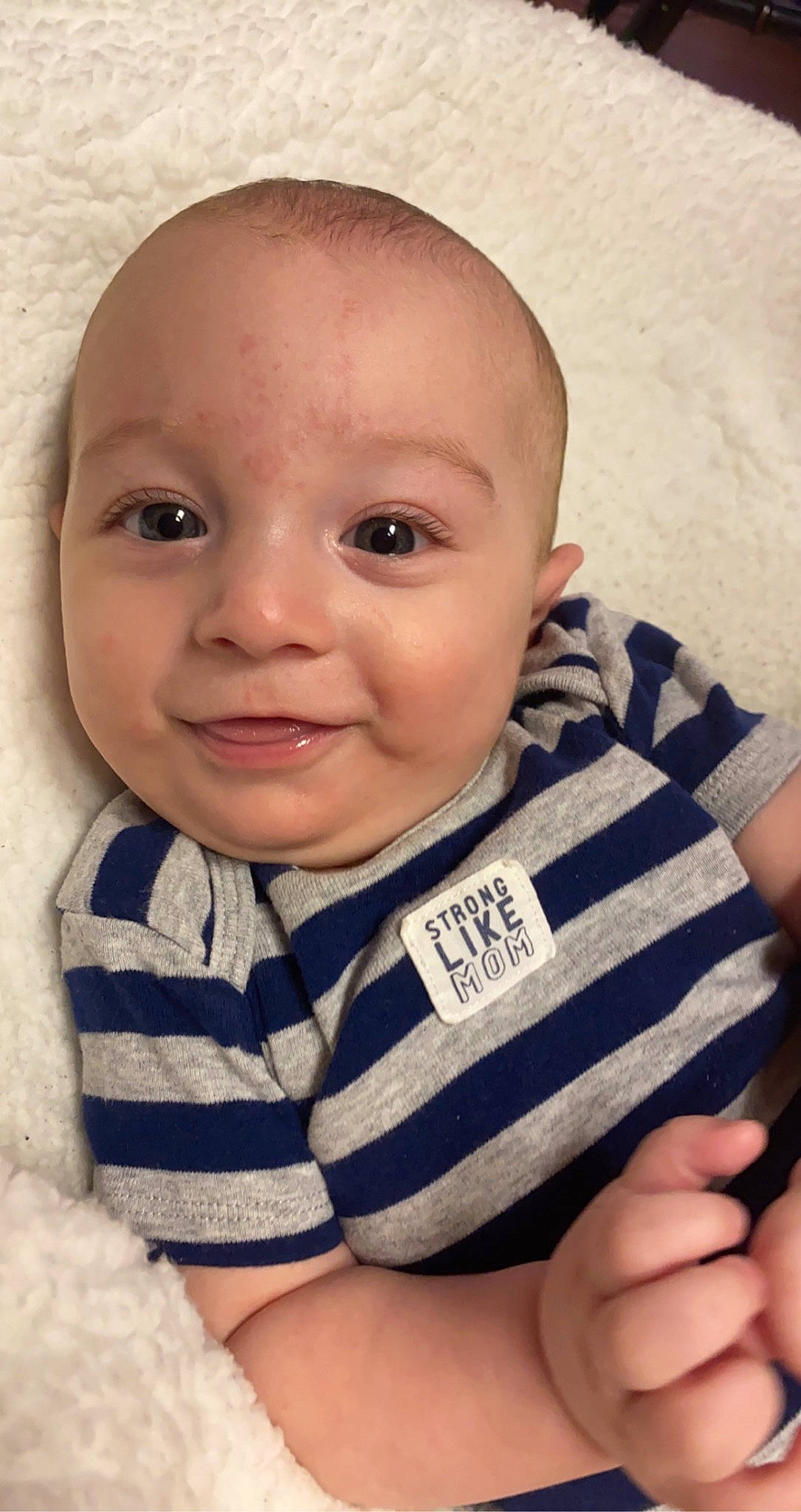 Kamden joined the competition — help win amazing prizes! baby, baby_toddler_clothing, cheek, chin, comfort, eye, finger, gesture, happy, iris, lip, mouth, nail, nose, person, skin, sleeve, smile, thumb, toddler