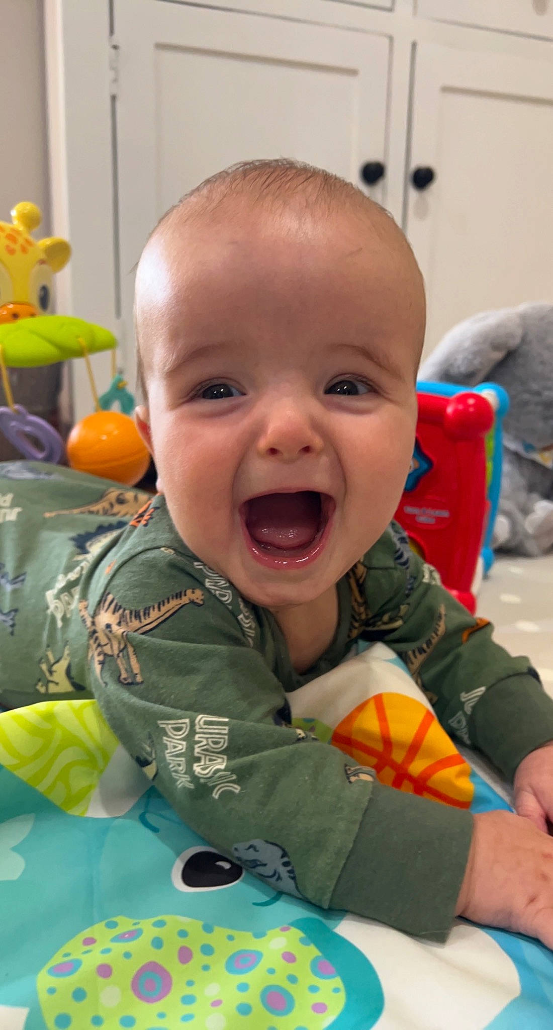 Dante joined the competition — help win amazing prizes! baby, baby_laughing, baby_products, baby_toddler_clothing, baby_toys, cheek, child, fun, happy, head, laugh, leisure, mouth, nose, person, play, room, sitting, skin, smile