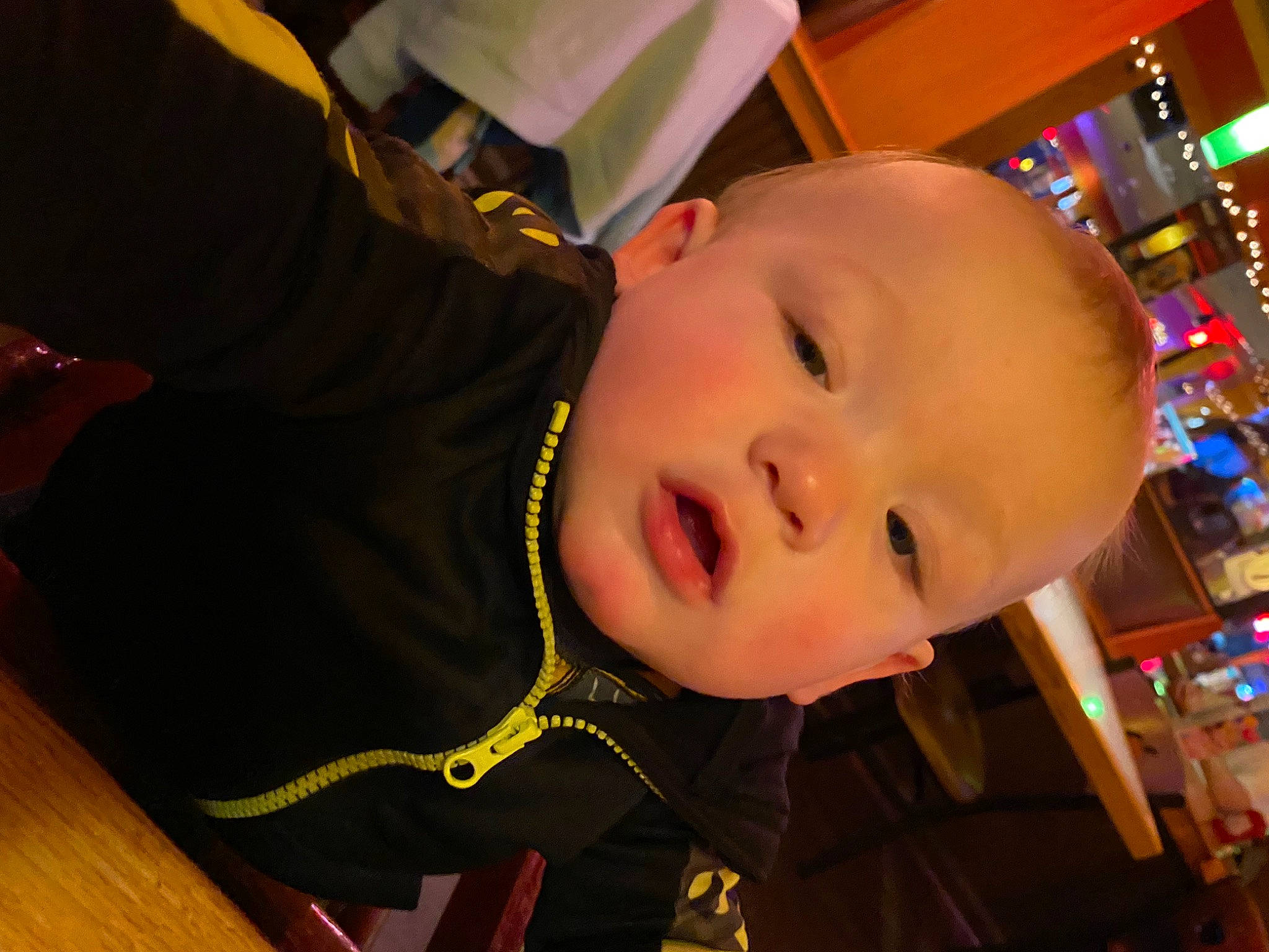 Elliott joined the competition — help win amazing prizes! baby, baby_toddler_clothing, cheek, child, chin, event, flooring, fun, happy, hardwood, iris, nose, orange, person, room, skin, sleeve, toddler, wood