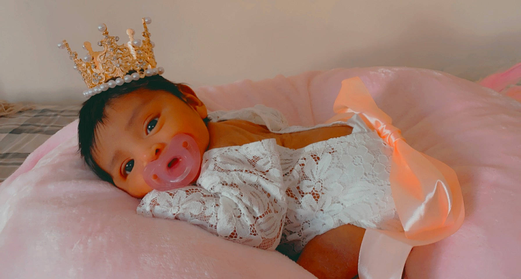 Madelynn joined the competition — help win amazing prizes! baby, baby_toddler_clothing, child, comfort, dress, embellishment, eye, face, happy, hat, headband, headpiece, human_body, human_leg, jewellery, linens, orange, person, skin, thigh