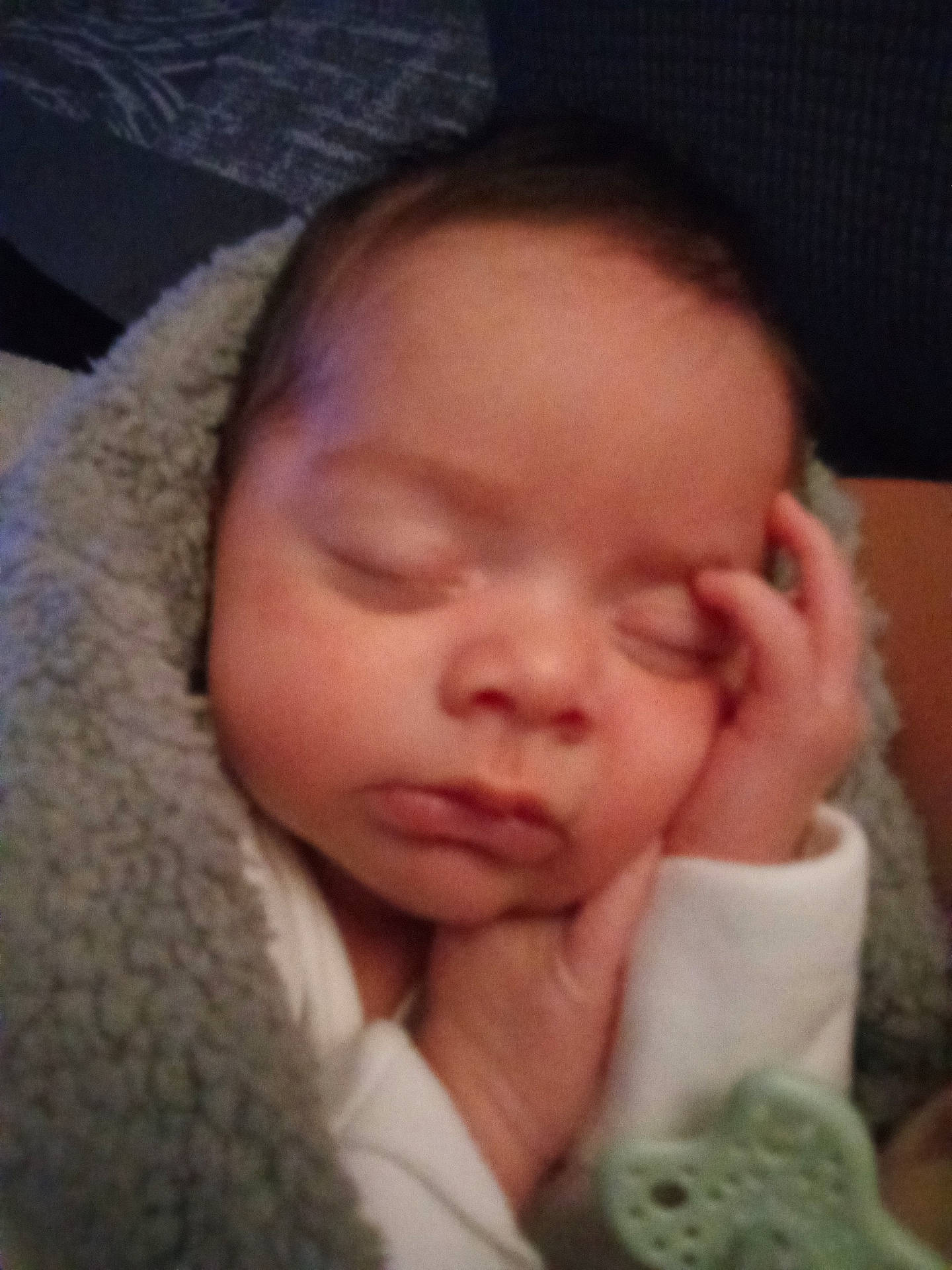 Rylee joined the competition — help win amazing prizes! baby, blanket, cushion, face, head, homedecor, newborn, person, photography, portrait, quilt, sleeping, towel