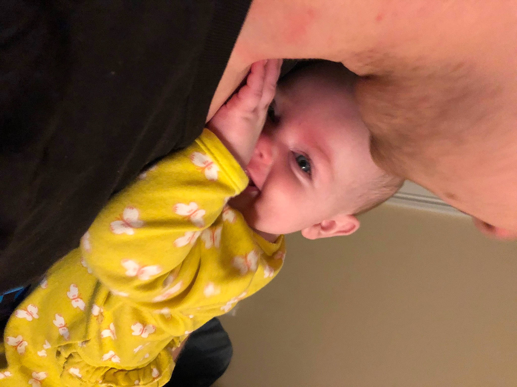 Samantha is registered to the contest to win money with this photo: baby, cheek, child, ear, mouth, muscle, neck, person, skin, toddler, yellow