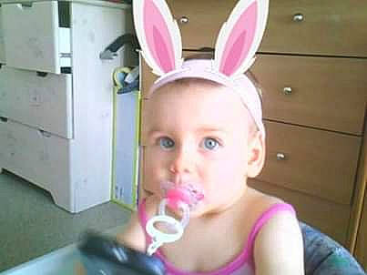 Clarice a rejoint le concours — aidez-le/la à gagner de superbes lots ! cheek, child, ear, easter, easter_bunny, head, neck, organ, person, pink, rabbits_and_hares, toddler