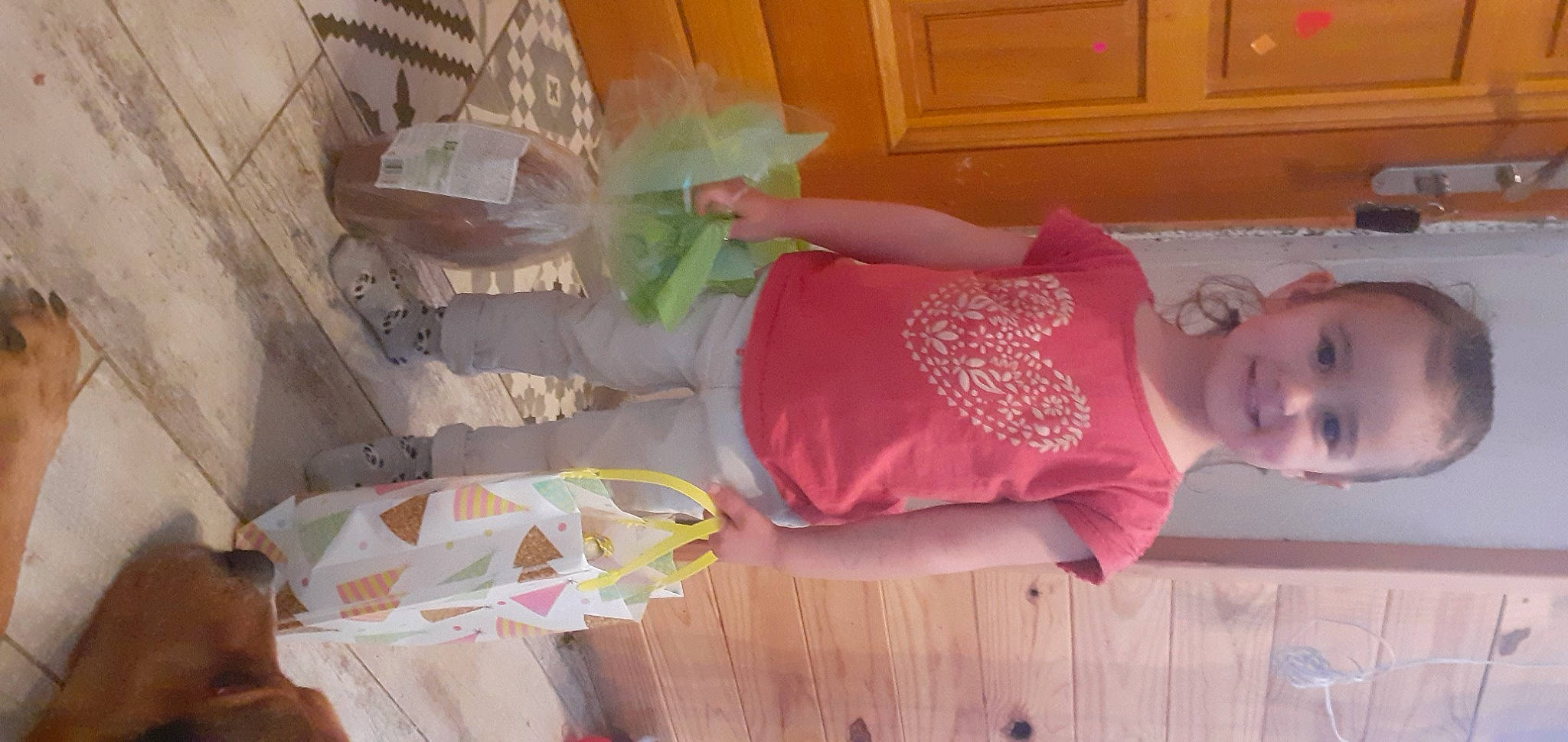 Eleanor participe au concours pour gagner de l'argent avec cette photo : baby_toddler_clothing, cabinetry, child, comfort, cupboard, floor, flooring, flower, fun, hardwood, homemaker, joy, kitchen, magenta, person, pink, room, smile, textile, toddler