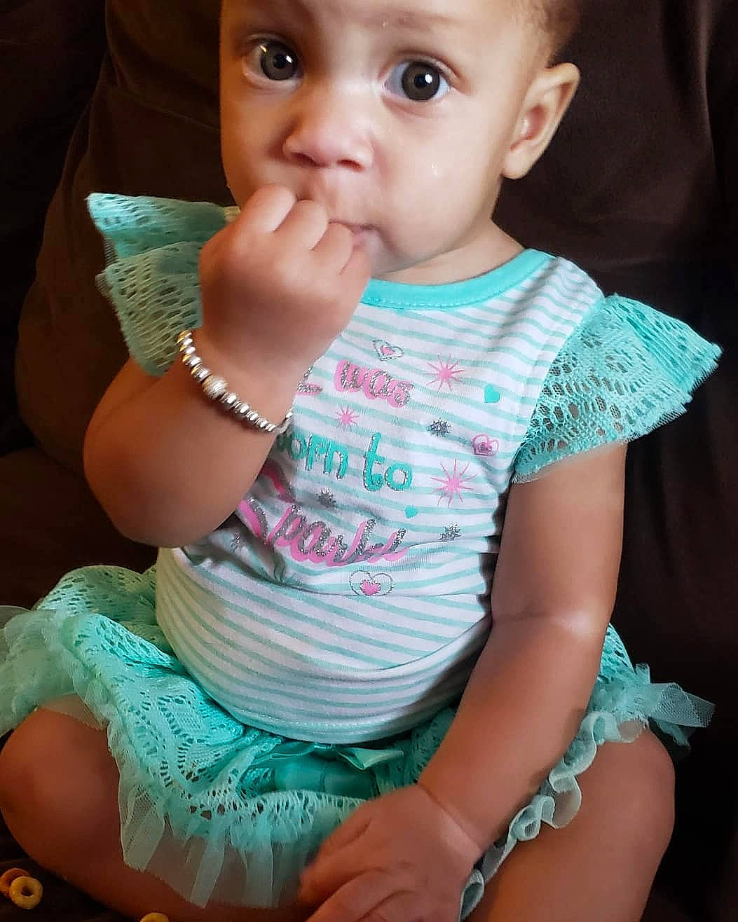 Carolyn is registered to the contest to win money with this photo: arm, baby, baby_toddler_clothing, beauty, cheek, child, chin, cool, eye, face, forehead, hand, head, lip, nose, person, pink, product, skin, toddler