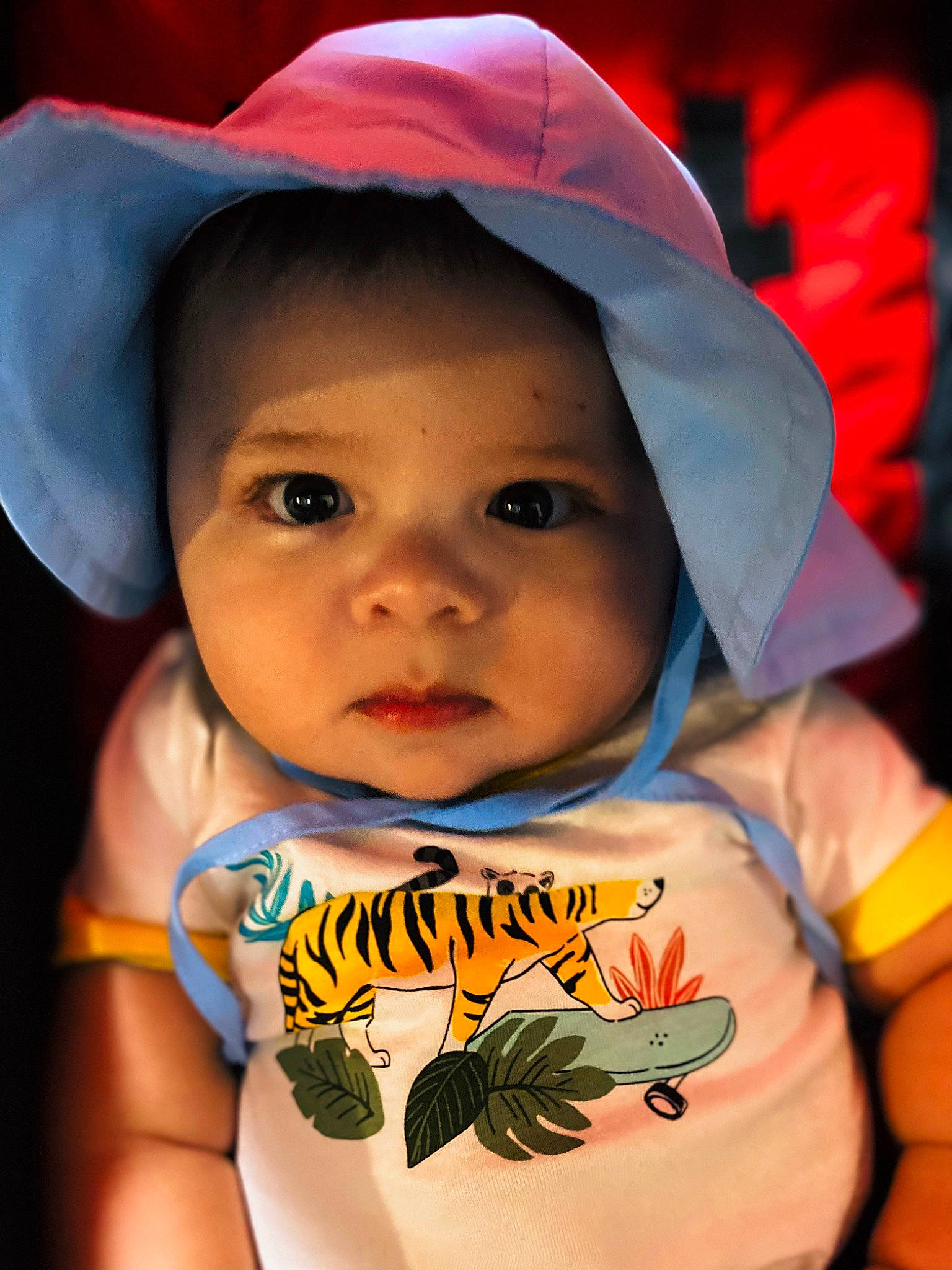 Caspian is registered to the contest to win money with this photo: baby_toddler_clothing, cap, cheek, eye, eyebrow, eyelash, facial_expression, hairstyle, happy, hat, headwear, iris, lip, mammal, mouth, organ, person, product, skin, sleeve