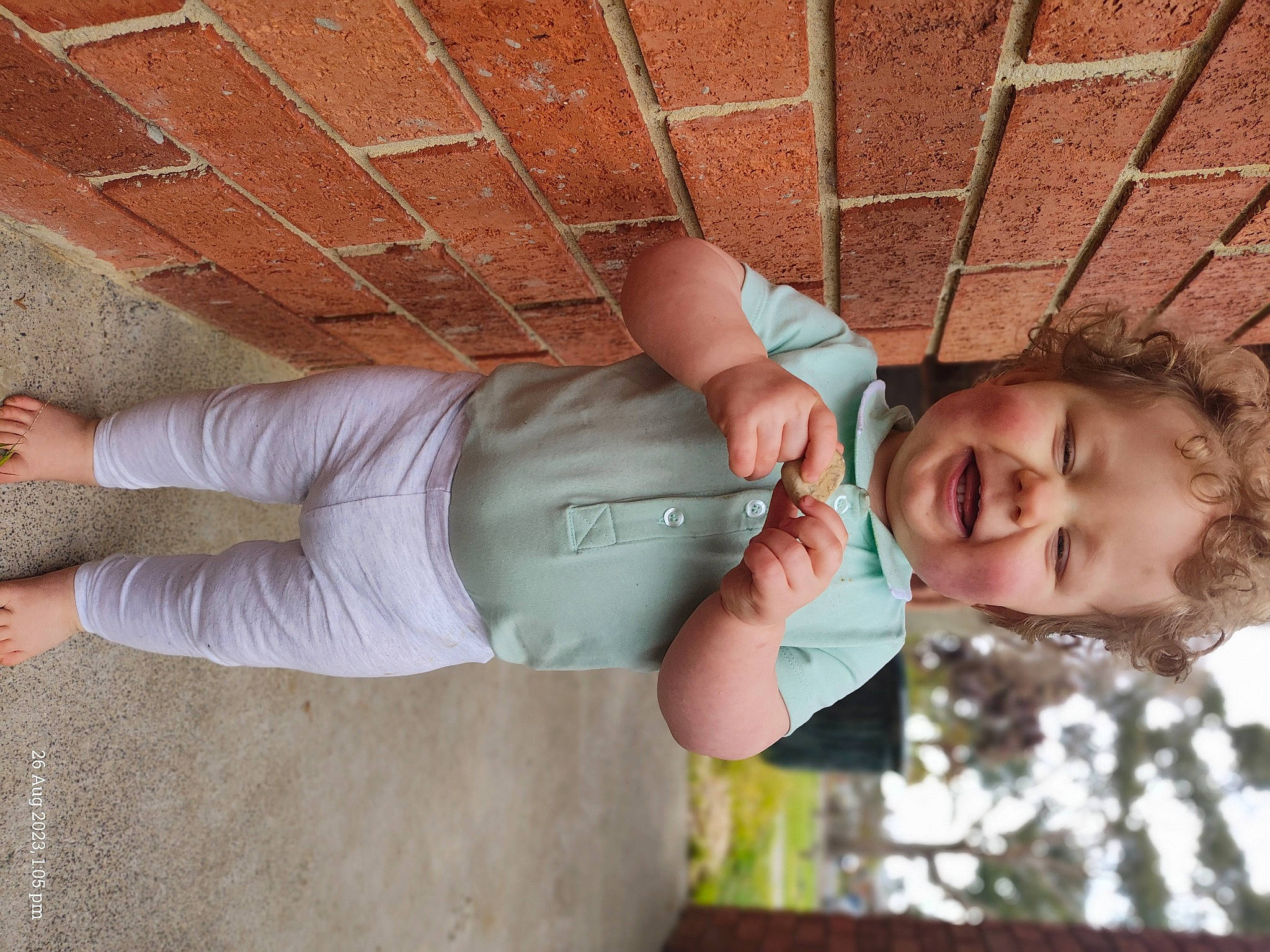 Zayne joined the competition — help win amazing prizes! baby, brick, brickwork, ceiling, child, concrete, elbow, finger, foot, fun, grass, happy, human_leg, joy, leisure, pattern, person, toddler, wood
