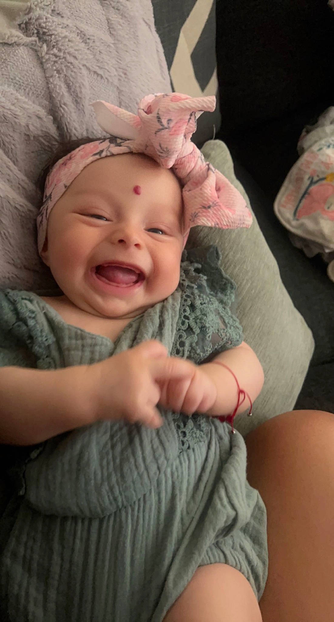 Alayna joined the competition — help win amazing prizes! baby_toddler_clothing, cheek, comfort, ear, eye, facial_expression, finger, gesture, hand, happy, headwear, human, human_body, lip, mammal, mouth, nose, person, pink, skin