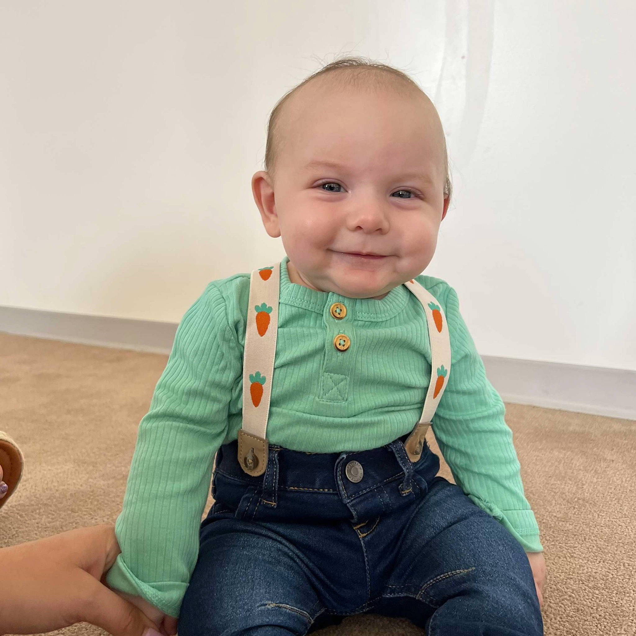 Blaise joined the competition — help win amazing prizes! baby, baby_products, baby_toddler_clothing, cheek, child, collar, denim, eye, happy, jacket, joy, leg, neck, person, skin, sleeve, smile, standing, t_shirt, thigh