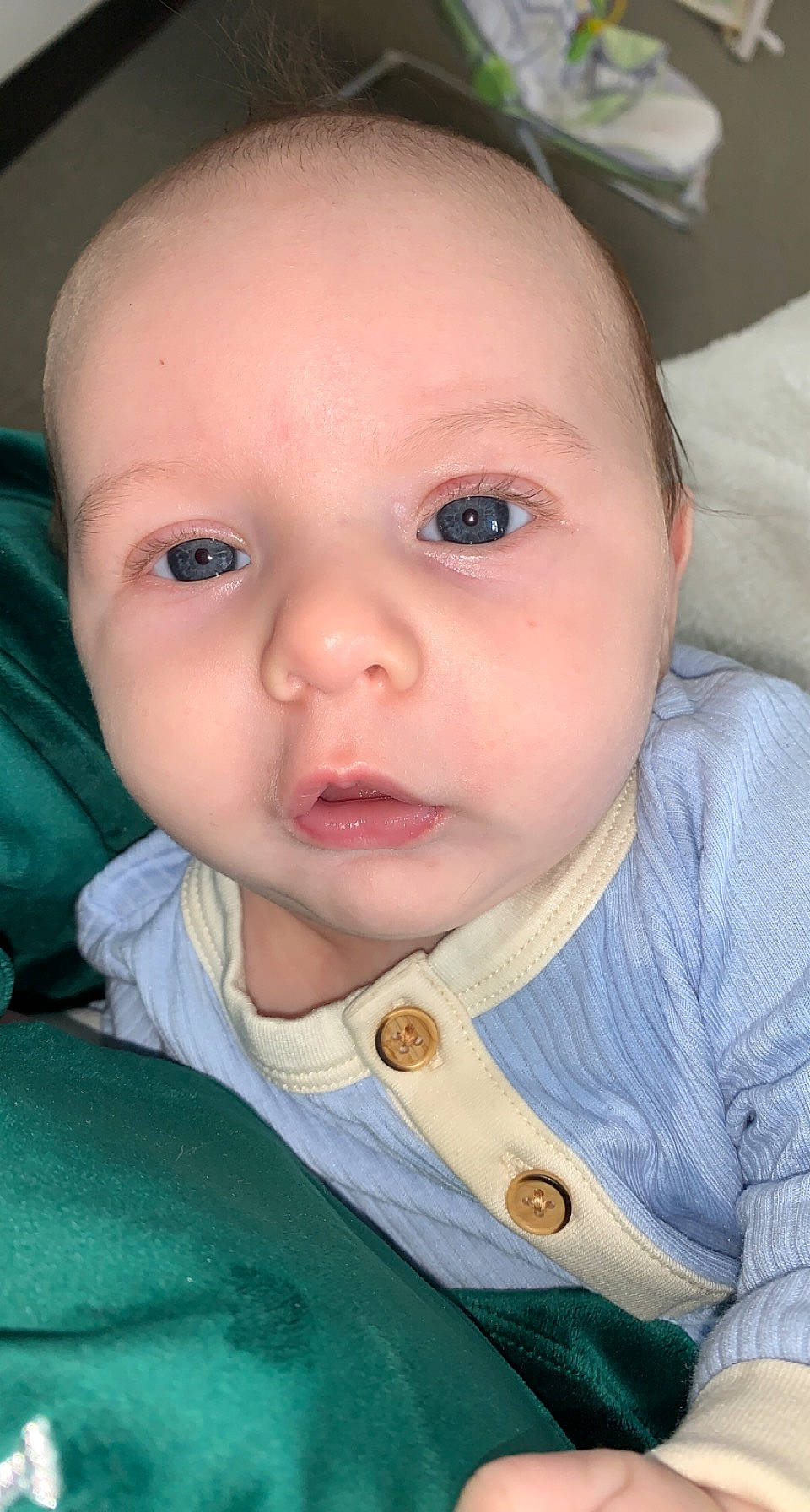 Blaise is registered to the contest to win money with this photo: baby, baby_products, baby_toddler_clothing, bib, cheek, child, close_up, ear, eyebrow, eyelash, fun, happy, iris, lip, mouth, nose, person, seat_belt, skin, smile