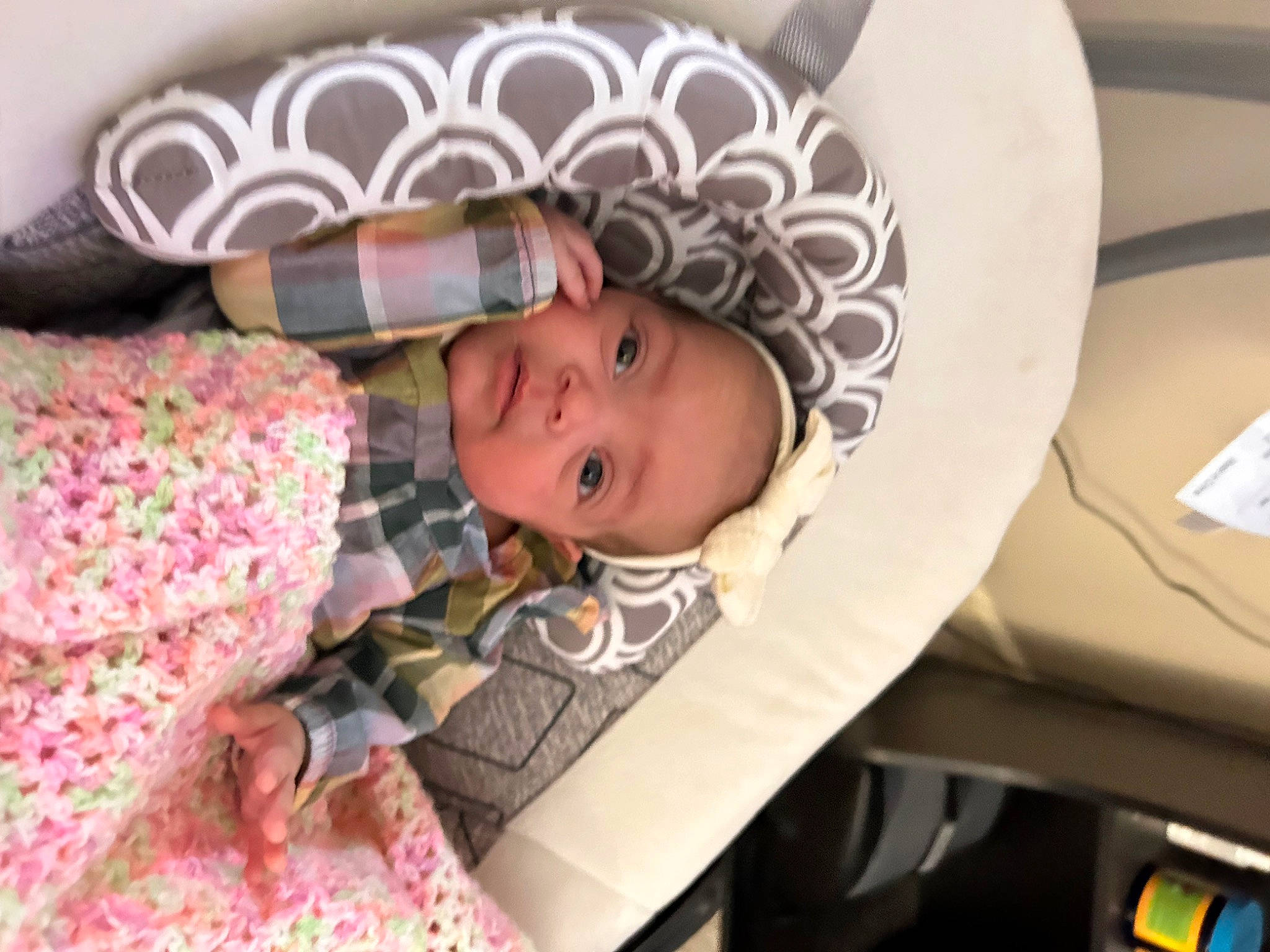 Taylin is registered to the contest to win money with this photo: arm, baby, baby_carriage, baby_products, baby_safety, baby_toddler_clothing, bed, car_seat, child, comfort, cradle, infant_bed, linens, nap, pattern, person, room, sleep, smile, toddler