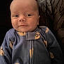 Waylon joined the competition — help win amazing prizes! baby, infant, face, smile, onesie, blue_clothing, bear_print, child, portrait, cozy, soft_lighting, cute, young_child, sitting, indoor, person, head, eyeballs, warm, expression