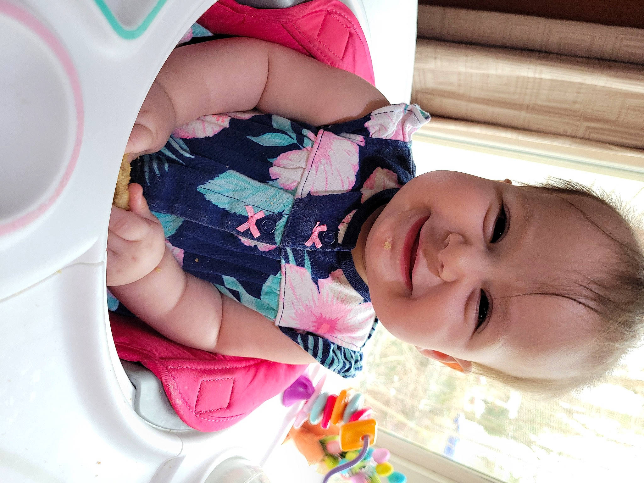 Addison is registered to the contest to win money with this photo: baby, baby_products, baby_toddler_clothing, cheek, child, comfort, eyelash, finger, fun, happy, joy, leisure, lip, mouth, nail, nose, person, pink, room, skin