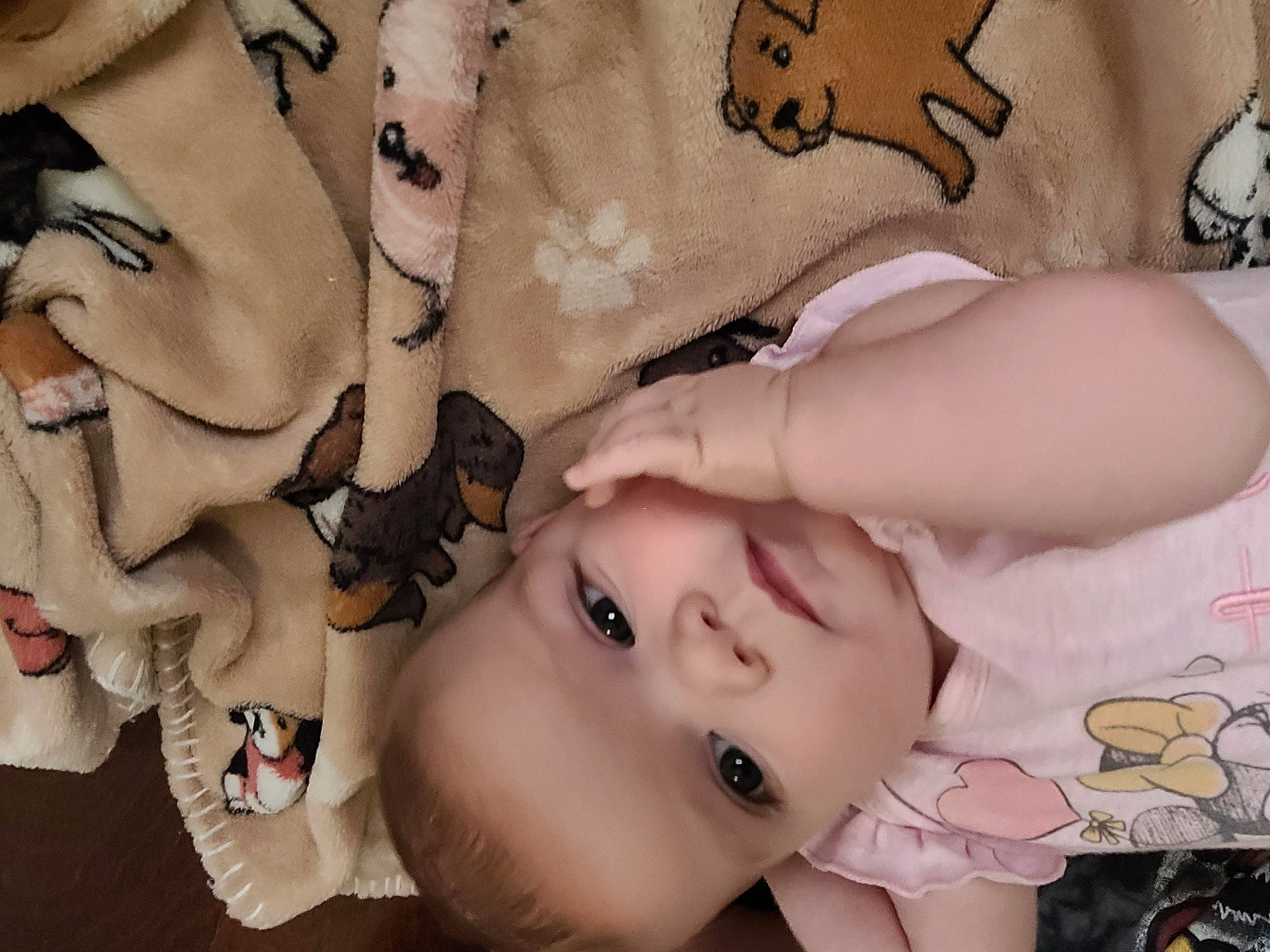 Rylee joined the competition — help win amazing prizes! arm, baby, baby_toddler_clothing, cheek, eyelash, finger, gesture, hand, happy, human, mouth, pattern, person, pink, product, skin, sleeve, textile, toddler, white