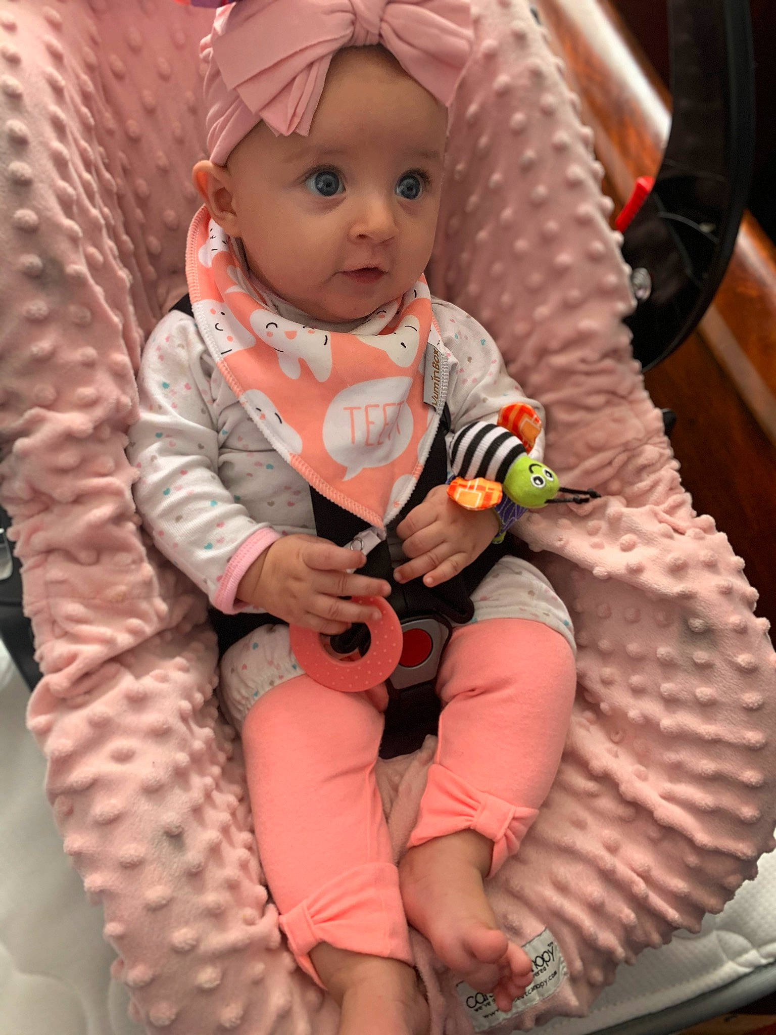 Bonnie joined the competition — help win amazing prizes! baby, baby_carriage, baby_products, child, peach, person, pink, product, skin, toddler