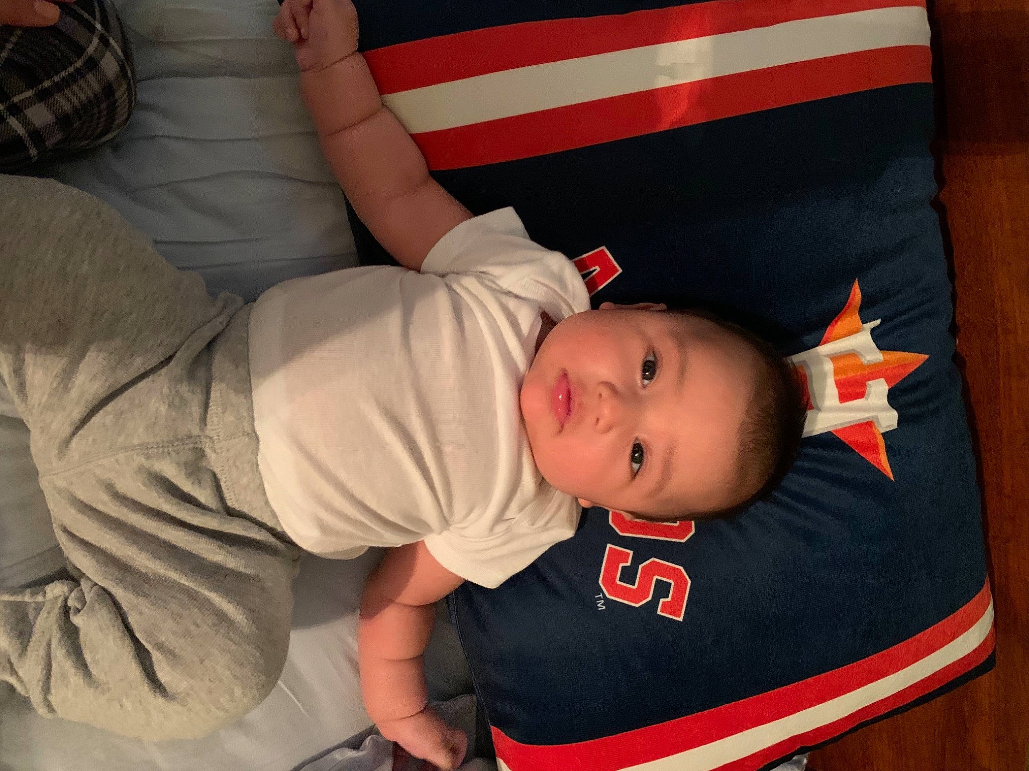 Jesiah joined the competition — help win amazing prizes! baby, baby_products, baby_toddler_clothing, carmine, child, costume_accessory, elbow, nightwear, person, plaid, red, tartan, toddler