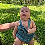 baby, child, infant, outdoor, grass, trees, nature, greenery, sunlight, romper, person, holding, arm, cute, young, skin, summer, daylight, expression, portrait