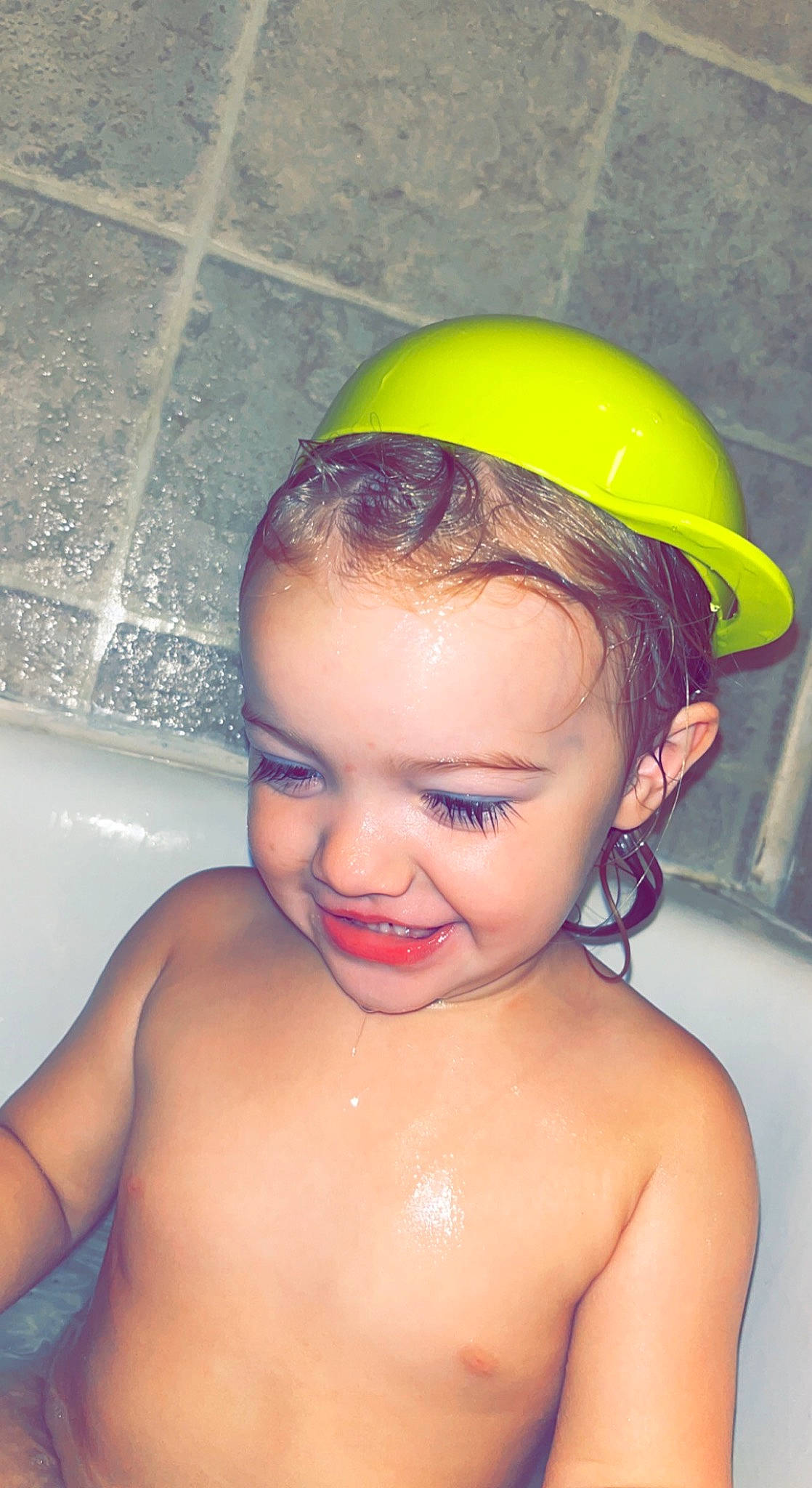 Braylee joined the competition — help win amazing prizes! bathtub, ear, eyebrow, eyelash, face, forehead, hair, hairstyle, happy, hard_hat, head, headgear, joy, lip, mouth, neck, nose, organ, person, skin
