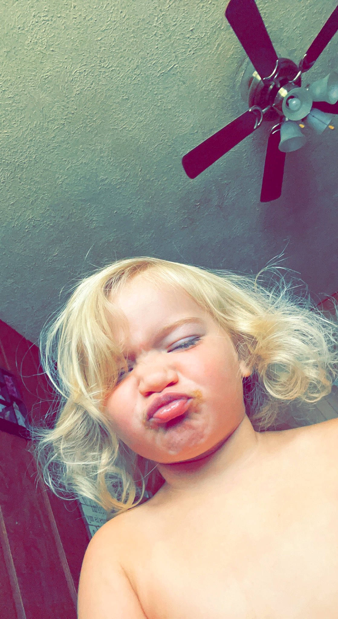 Braylee is registered to the contest to win money with this photo: art, audio_equipment, balloon, bathing, blond, brown_hair, ceiling_fan, chest, eyelash, fashion_accessory, flash_photography, hair, happy, home_appliance, lip, long_hair, mechanical_fan, neck, person, propeller