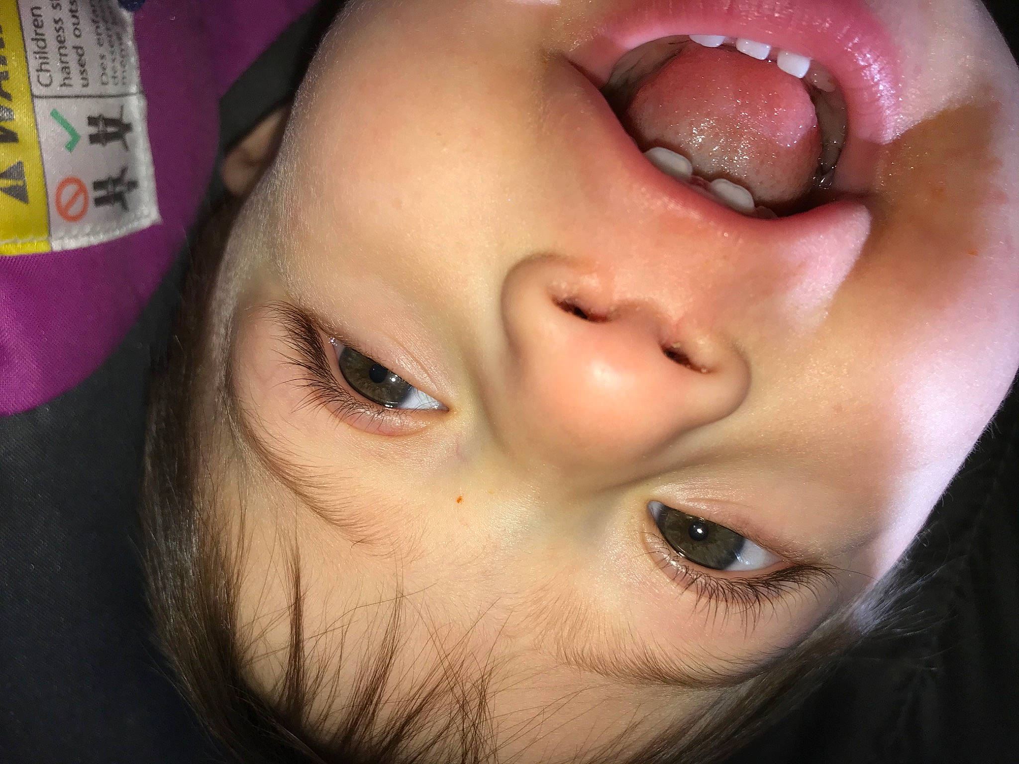 Adele is registered to the contest to win money with this photo: baby, beauty, cheek, child, chin, close_up, eye, eyebrow, eyelash, face, facial_expression, forehead, head, lip, mouth, nose, organ, person, pink, selfie