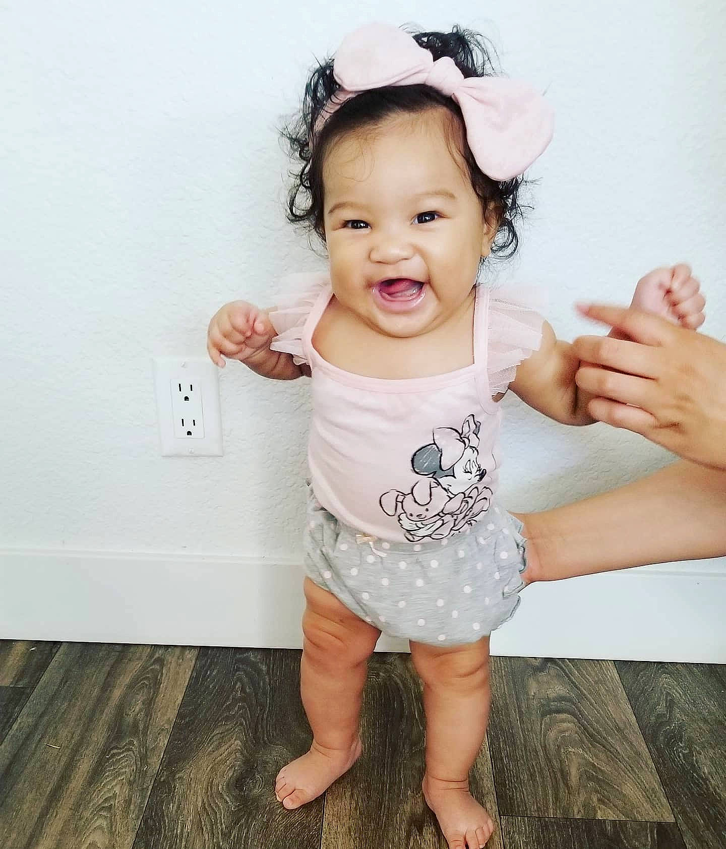 Amara is registered to the contest to win money with this photo: arm, baby, baby_toddler_clothing, beauty, child, child_model, design, dress, facial_expression, head, headgear, person, pink, product, shoulder, skin, sleeve, smile, toddler, white