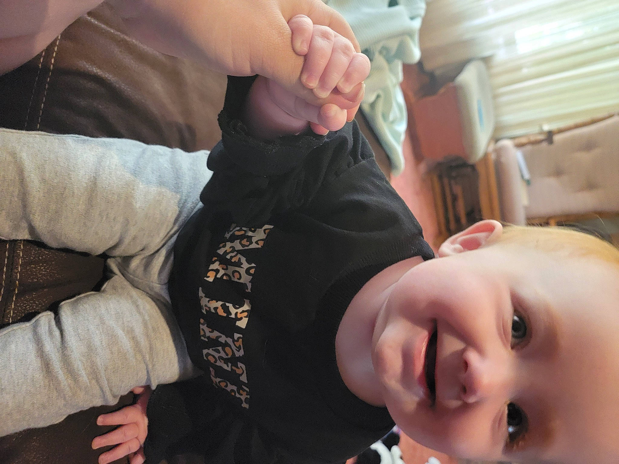 Addie joined the competition — help win amazing prizes! baby, chair, cheek, child, comfort, eyelash, finger, fun, gesture, hand, happy, joy, laugh, mouth, nail, person, sitting, smile, thumb, toddler