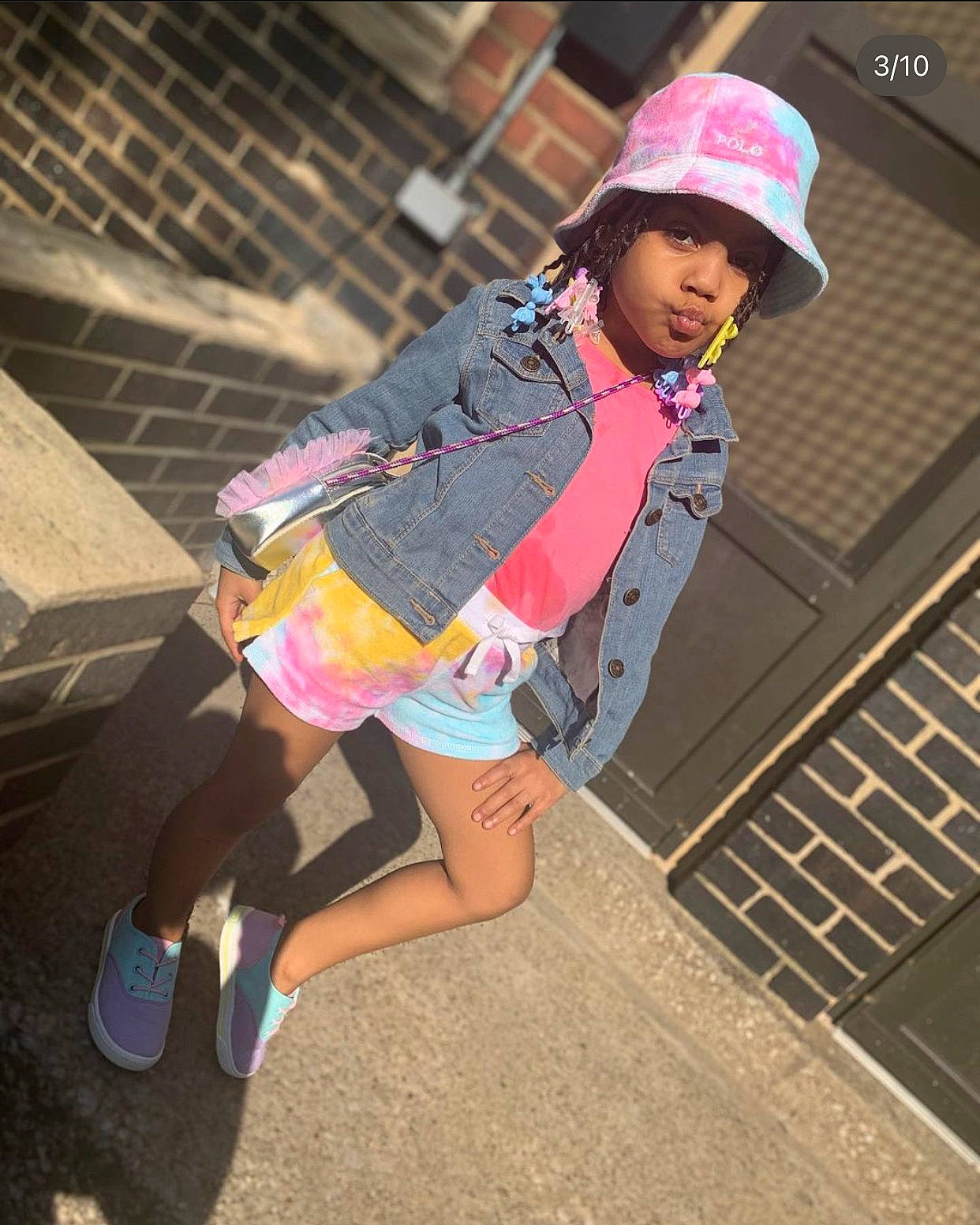 Alaya Scott joined the competition — help win amazing prizes! bag, cap, electric_blue, entertainment, eyewear, fashion_design, flash_photography, headwear, human_leg, knee, leisure, luggage_and_bags, magenta, person, pink, sandal, shoe, shorts, sleeve, sneakers