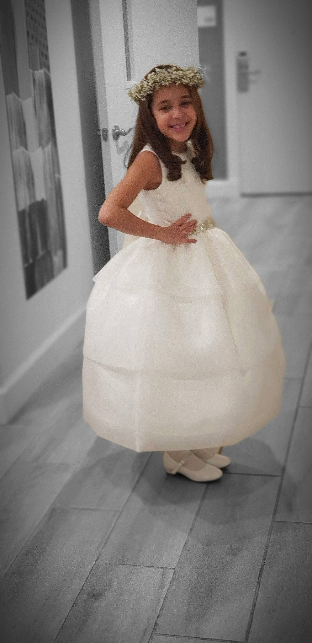 Anabelle Vazquez joined the competition — help win amazing prizes! bridal_accessory, bridal_clothing, bridal_party_dress, child, clothing, costume, dress, flower_girl, formal_wear, gown, haute_couture, headwear, hoopskirt, joy, person, photo_shoot, photography, waist, wedding_dress, white