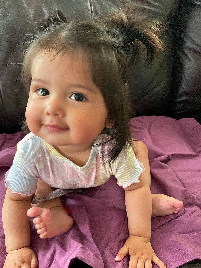 Adaley joined the competition — help win amazing prizes! baby_toddler_clothing, cheek, chin, comfort, eye, eyebrow, eyelash, gesture, hair, hairstyle, happy, head, iris, lip, mouth, nose, person, purple, skin, sleeve