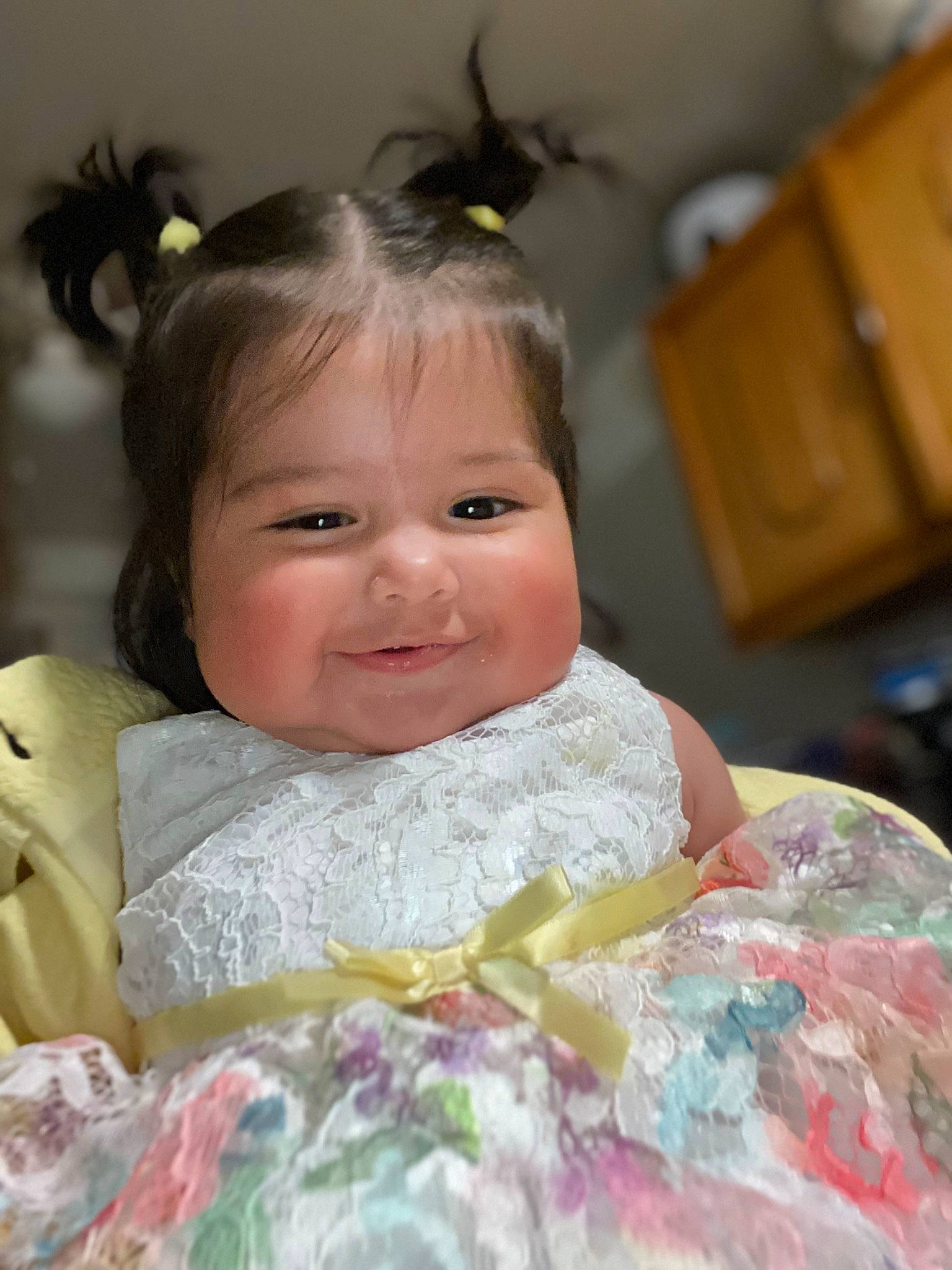 Adaley joined the competition — help win amazing prizes! baby, baby_toddler_clothing, cabinetry, cheek, chin, dress, eye, eyebrow, eyelash, face, facial_expression, fun, hair, happy, head, headpiece, iris, joy, person, skin