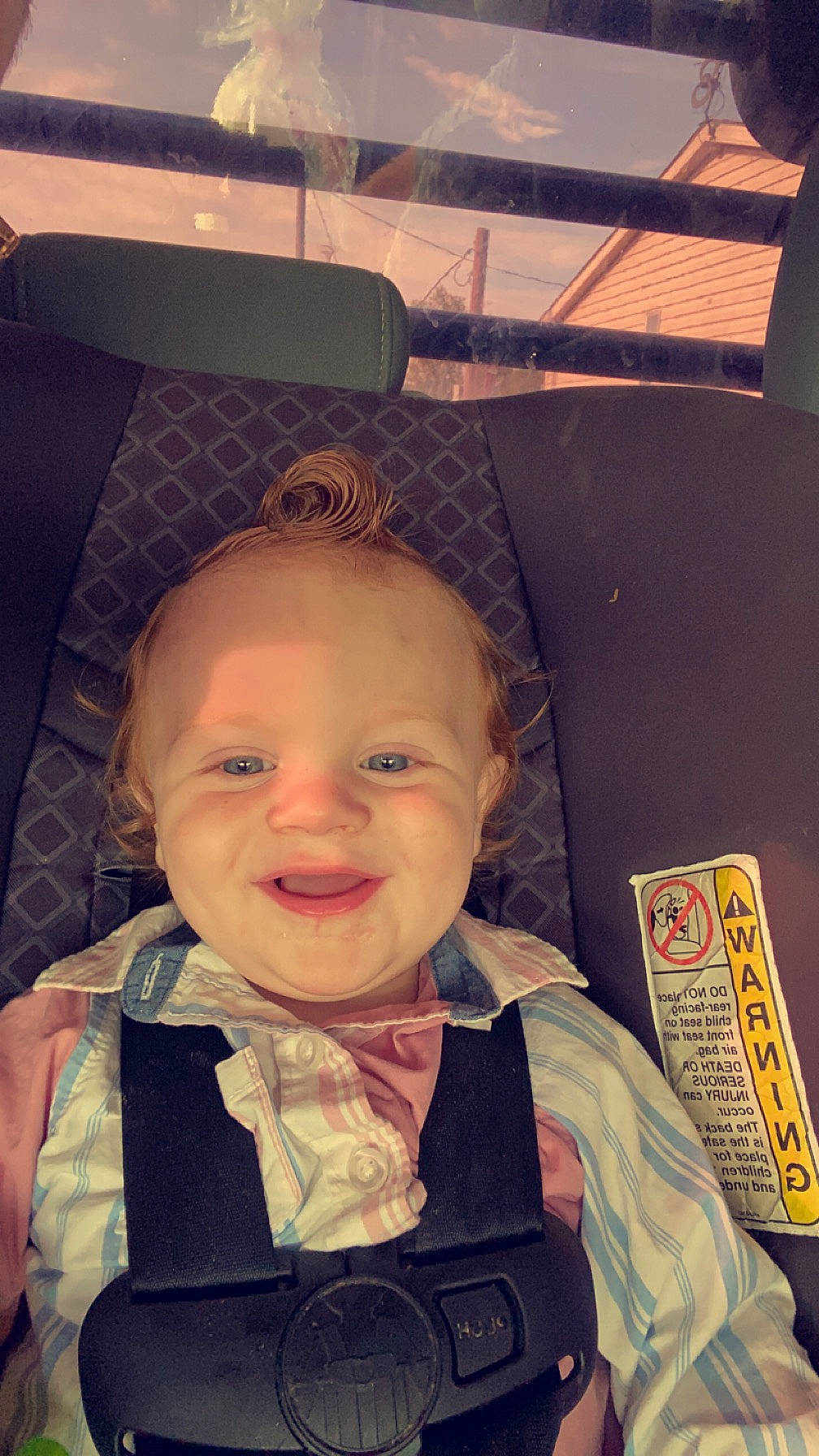 Colton is registered to the contest to win money with this photo: baby, baby_toddler_clothing, cheek, child, chin, eye, fashion_accessory, fun, happy, head, iris, nose, person, skin, sleeve, smile, snapshot, space, standing, tints_and_shades