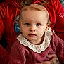 Cataleya a rejoint le concours — aidez-le/la à gagner de superbes lots ! toddler, child, baby, person, portrait, blue_eyes, pigtails, sweater, knitwear, lace_collar, adult, hands, tattoo, ring, red_hoodie, closeup, indoor, warm_lighting, expression, curious