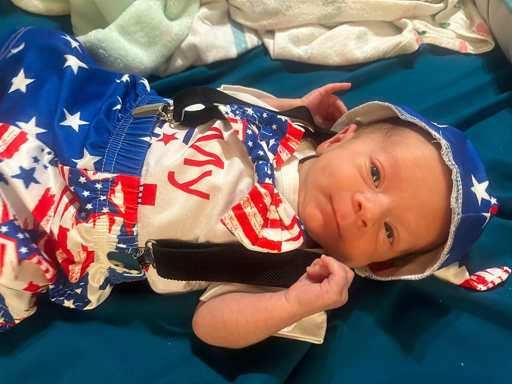 Jensen joined the competition — help win amazing prizes! baby, baby_toddler_clothing, carmine, child, comfort, elbow, electric_blue, event, flag, flag_of_the_united_states, happy, hat, headwear, person, sleeve, toddler