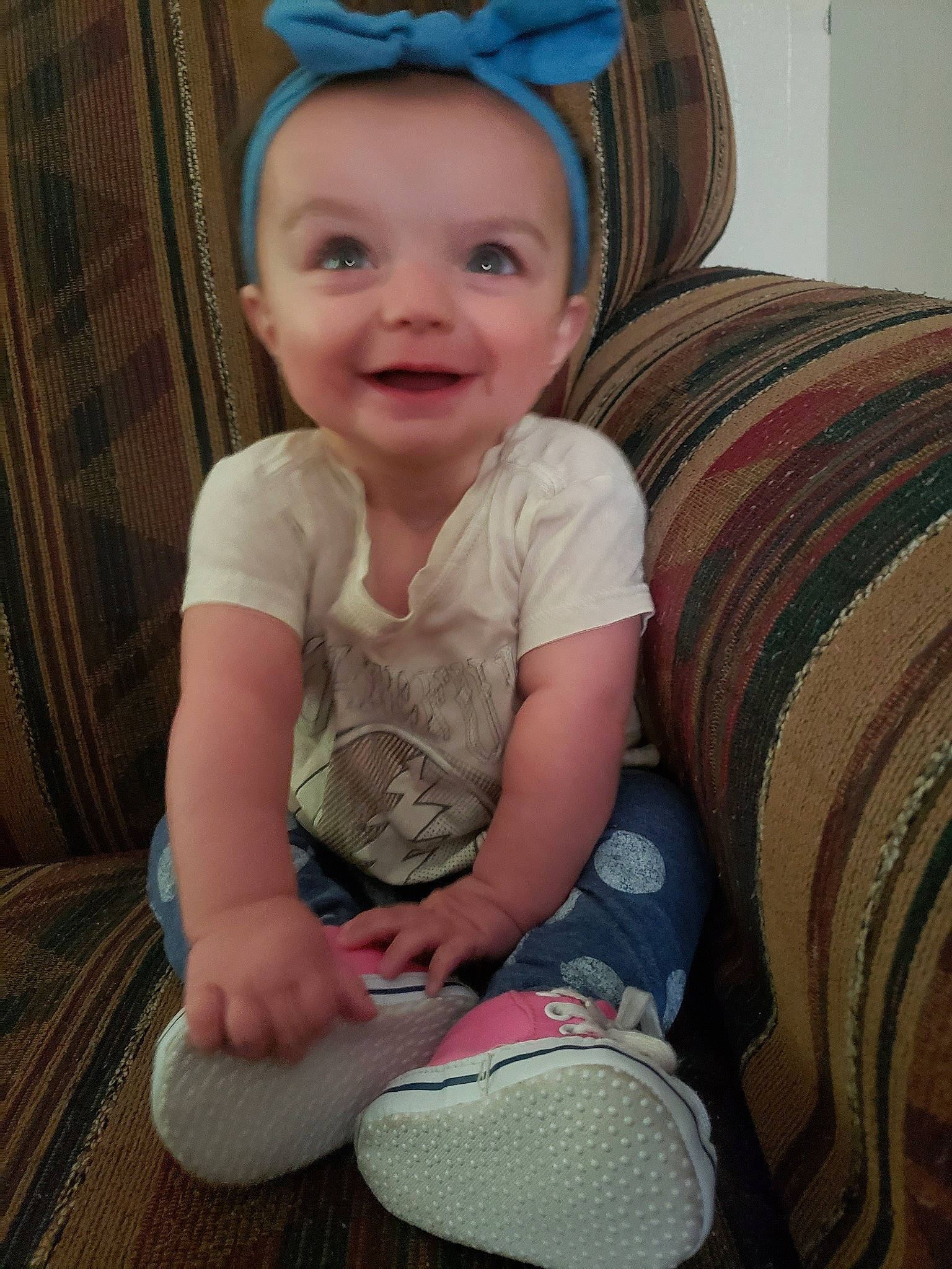 Abigail joined the competition — help win amazing prizes! baby, cheek, child, ear, eye, face, head, headgear, iris, joy, person, sitting, skin, smile, toddler