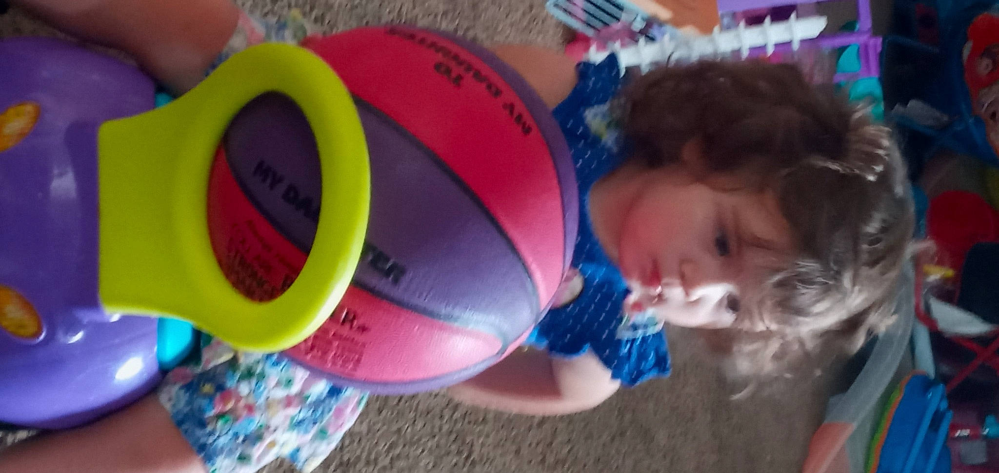 Serenity is registered to the contest to win money with this photo: audio_equipment, baby, baby_products, child, circle, drinkware, fun, happy, leisure, magenta, party_supply, person, personal_protective_equipment, pink, plastic, play, recreation, toddler