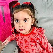 Frida is registered to the contest to win money with this photo: blackhair, bodypart, brownhair, child, clothing, dress, face, female, frown, girl, hair, happy, head, person, photobombing, photography, portrait, sad, sleeve, smile